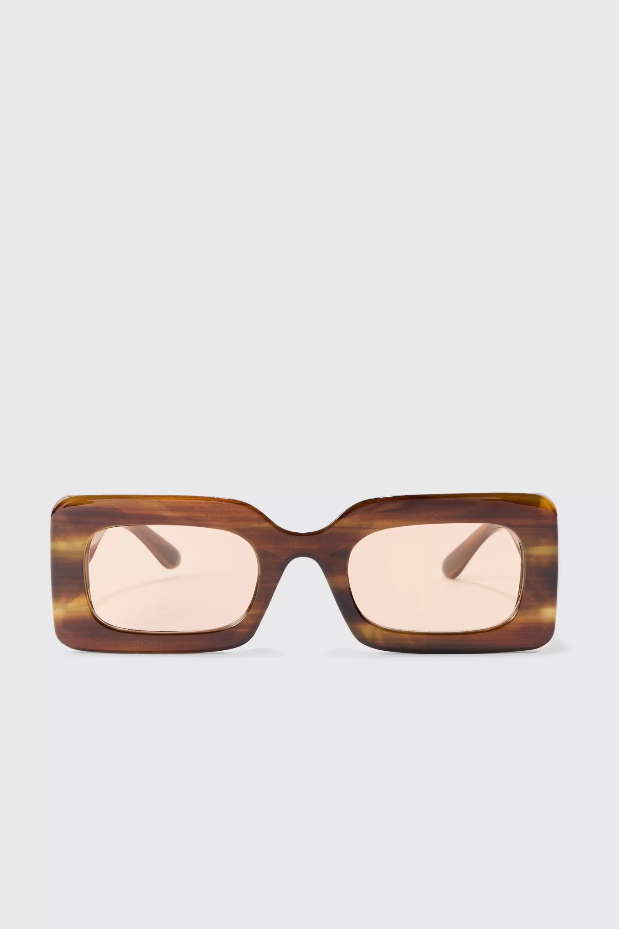boohooMAN Rectangular Abstract Resin Rectangular Sunglasses In | UK