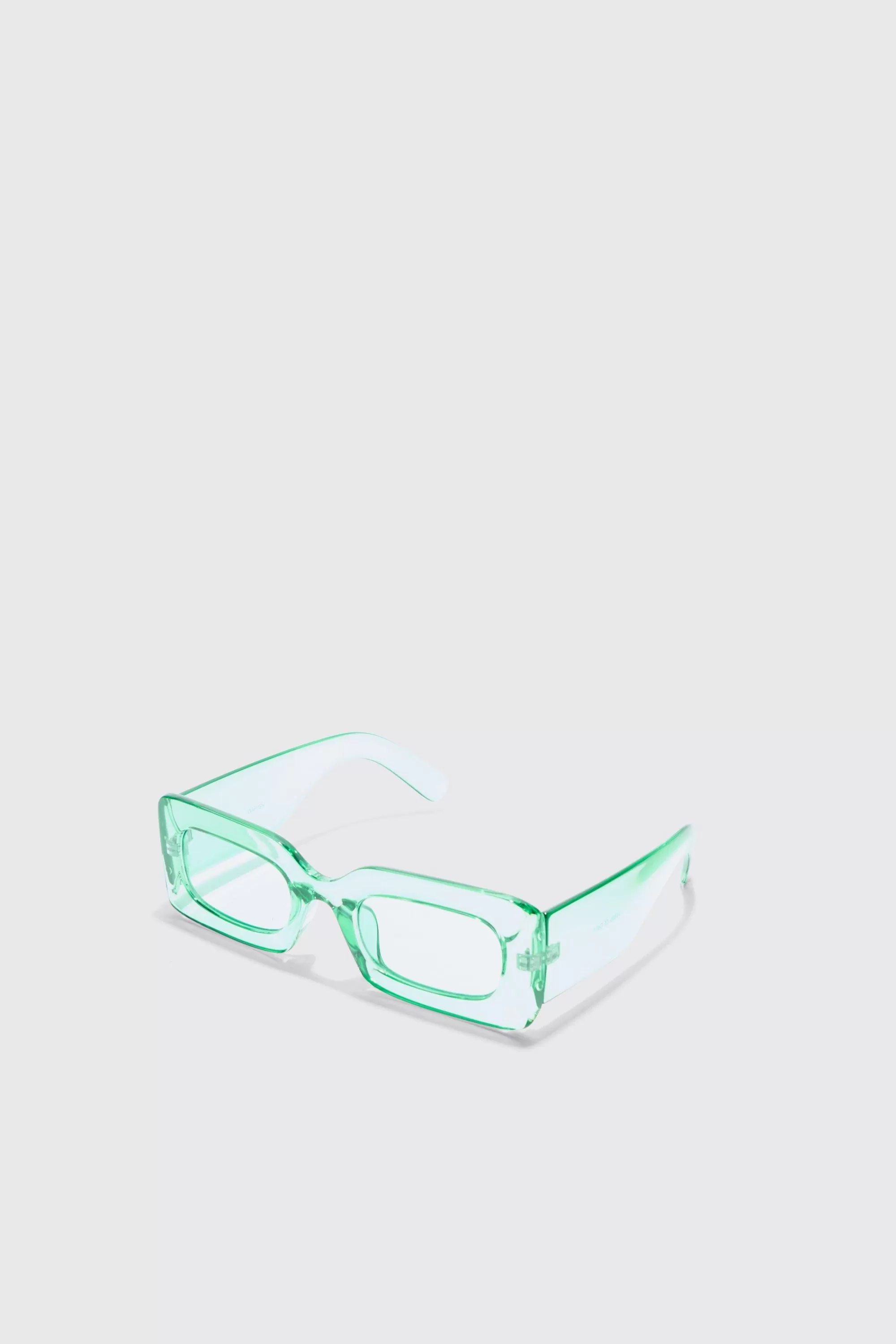 boohooMAN Rectangular Clear Plastic Sunglasses In | UK