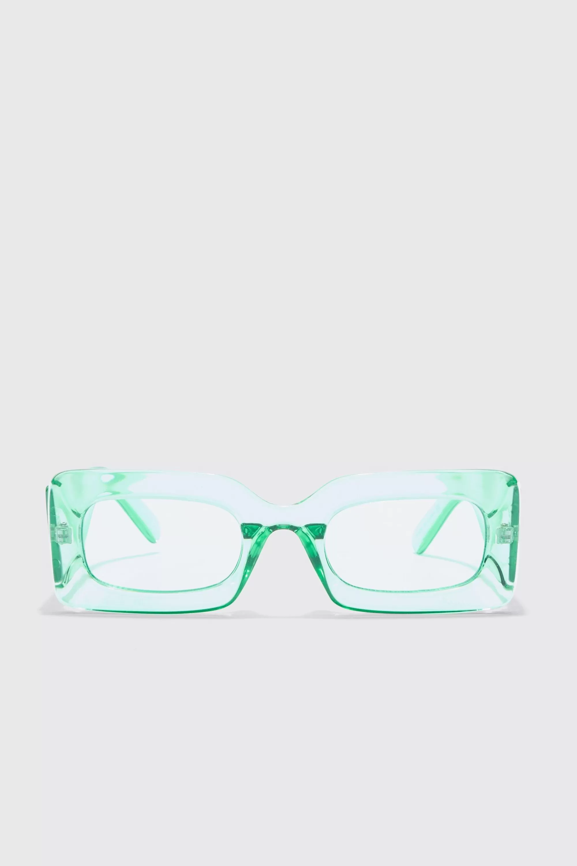 boohooMAN Rectangular Clear Plastic Sunglasses In | UK