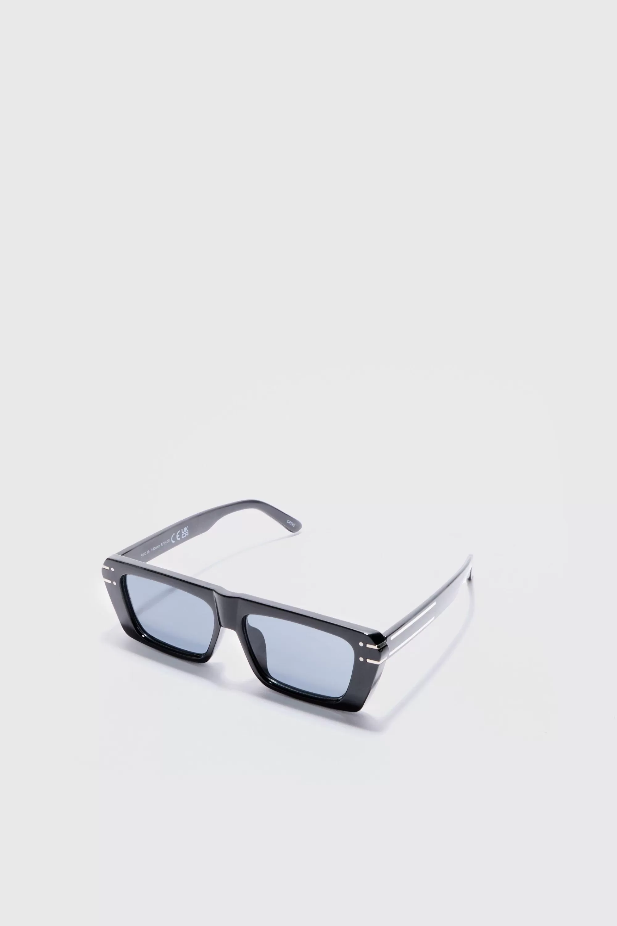 boohooMAN Rectangular Metal Frame Sunglasses In | UK