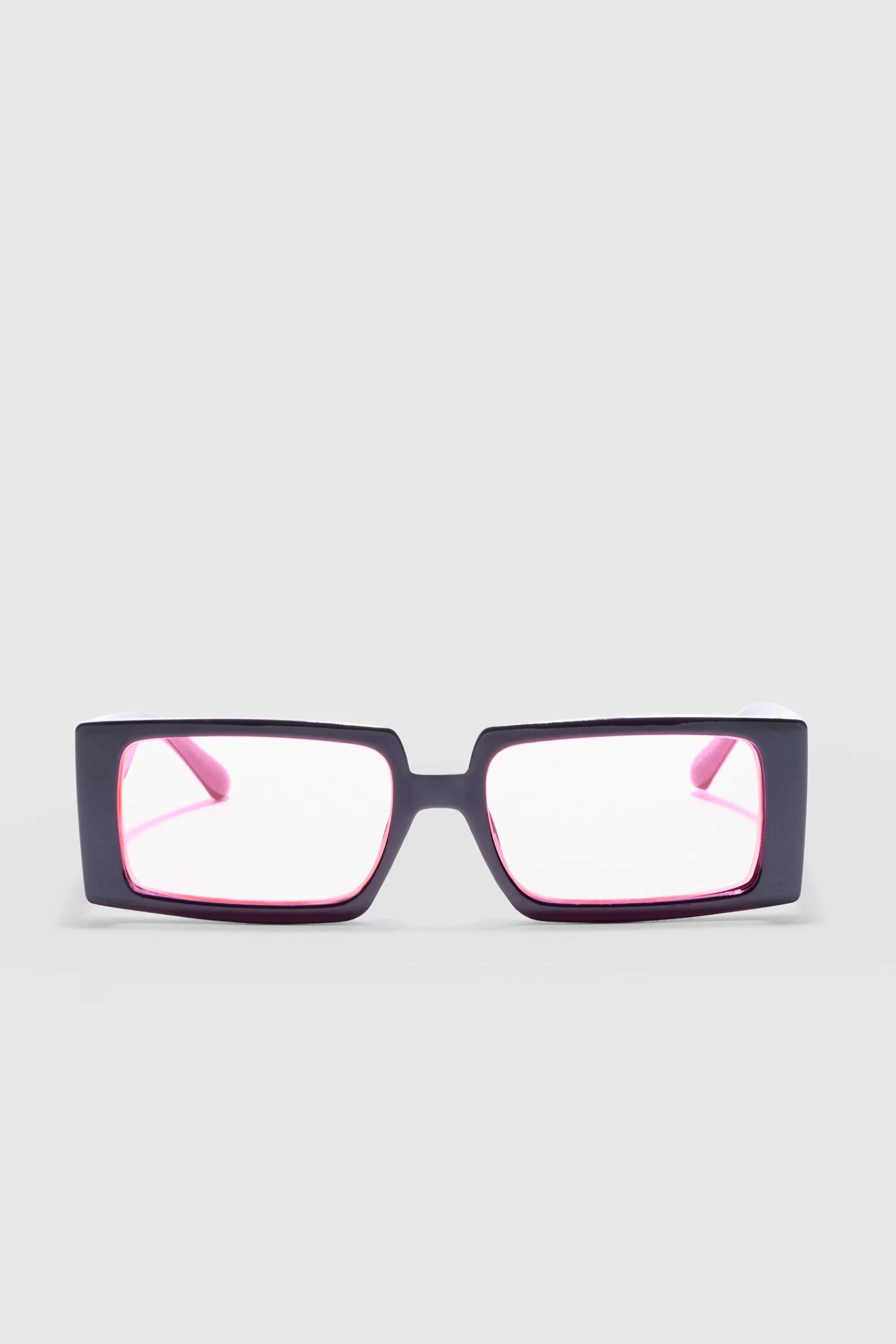 boohooMAN Rectangular Plastic Contrast Lens Sunglasses In | UK