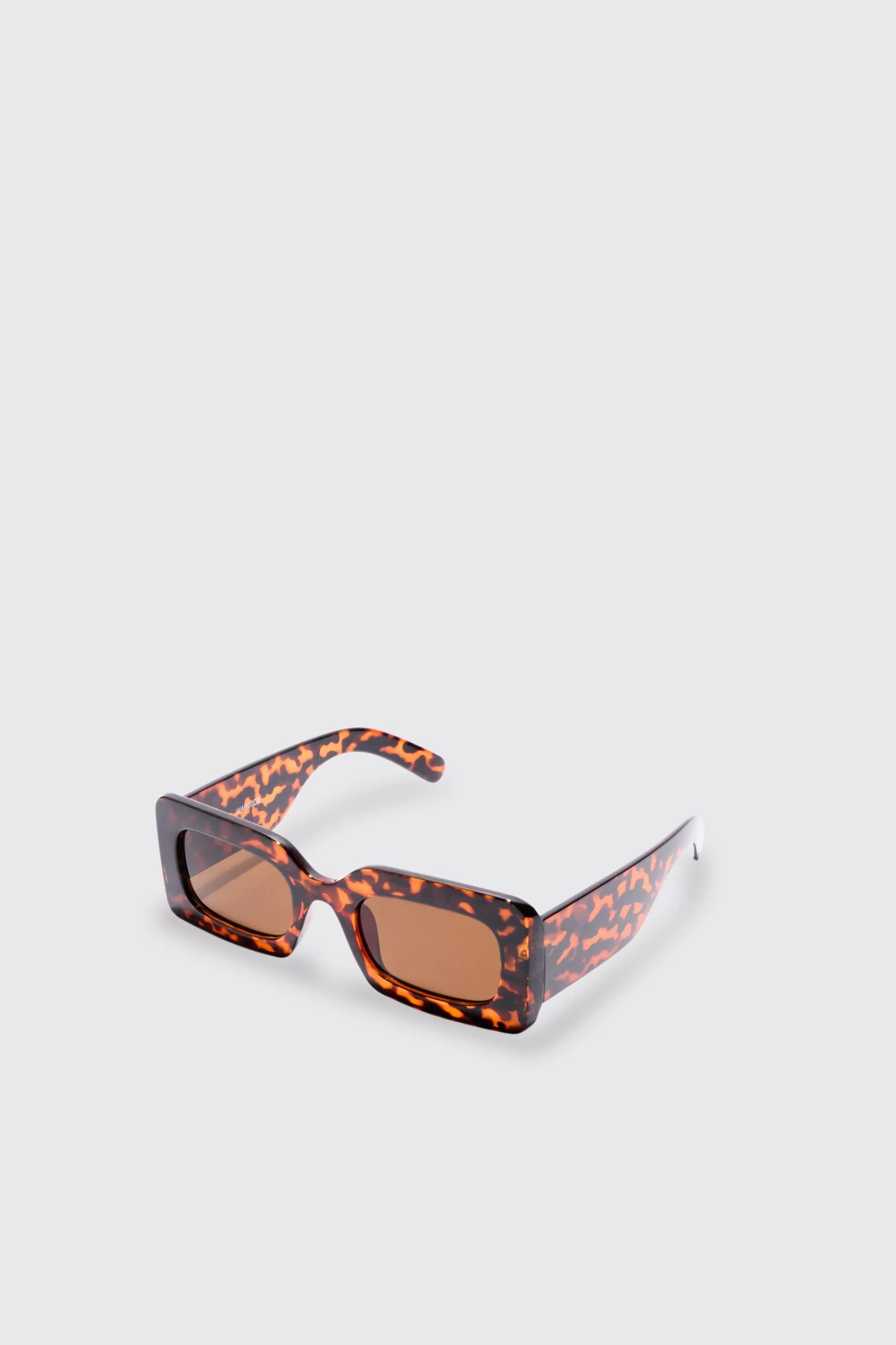 boohooMAN Rectangular Tortoise Shell Sunglasses In | UK