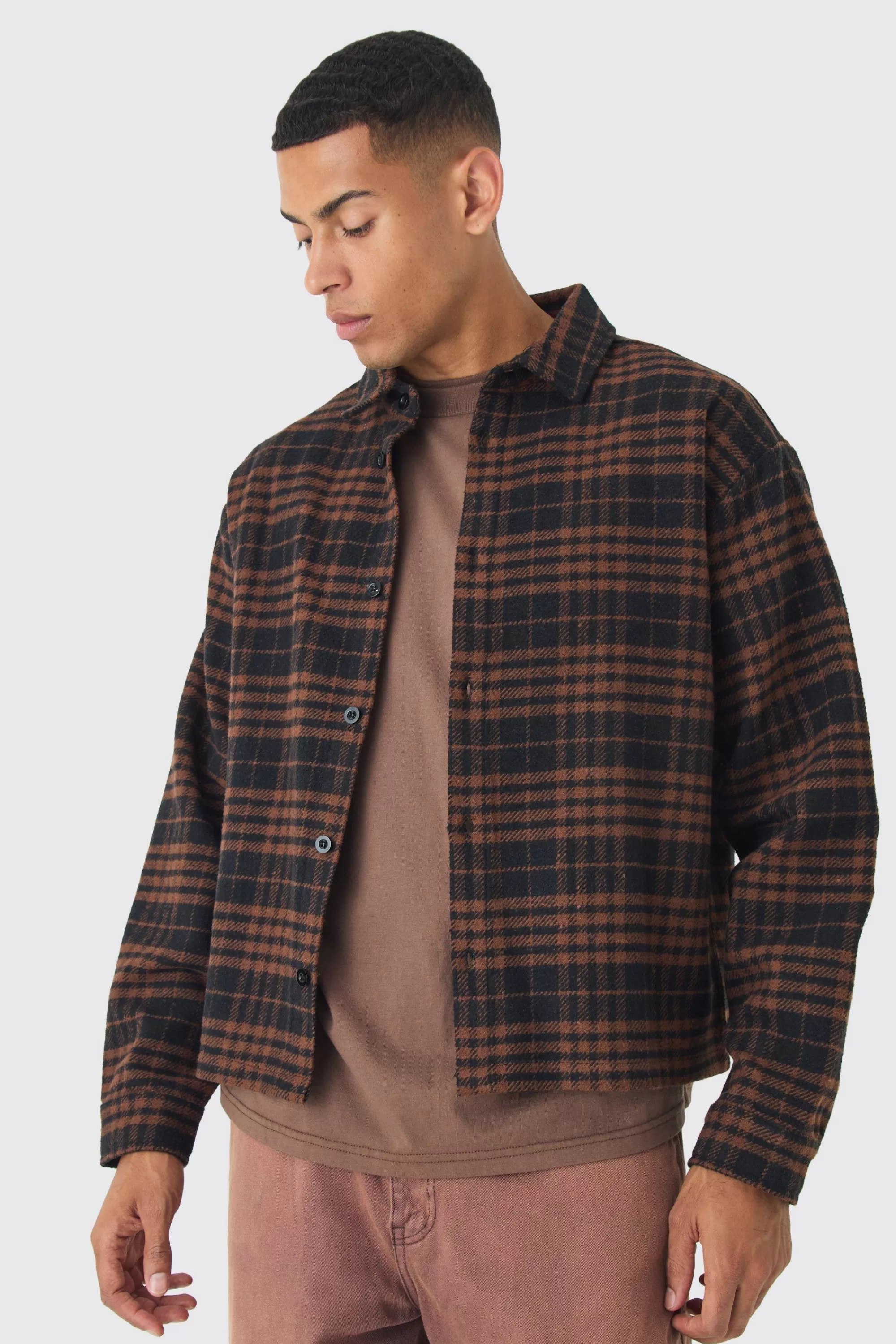 boohooMAN Regular Fit Boucle Overshirt | UK