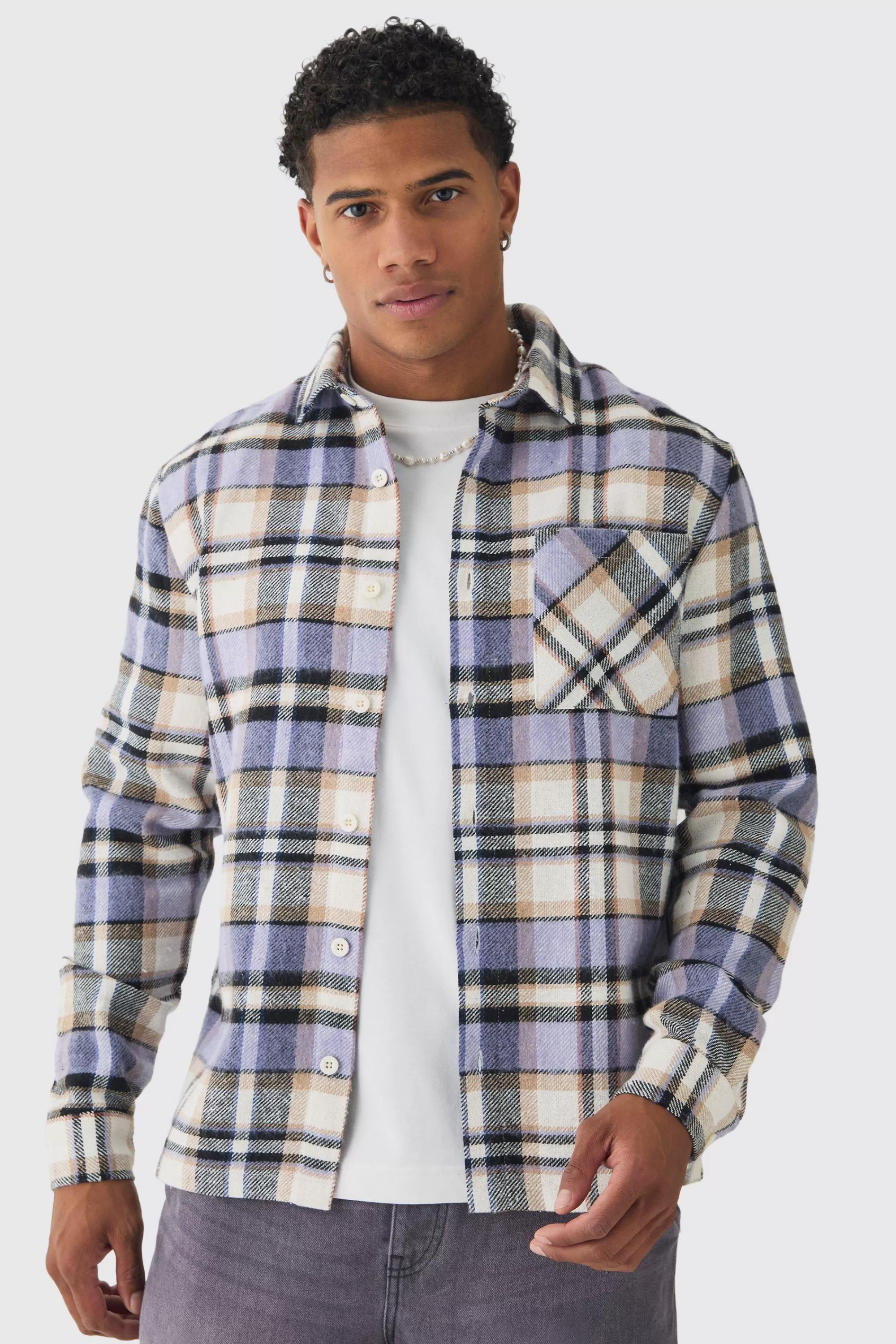 boohooMAN Regular Fit Checked Shirt | UK