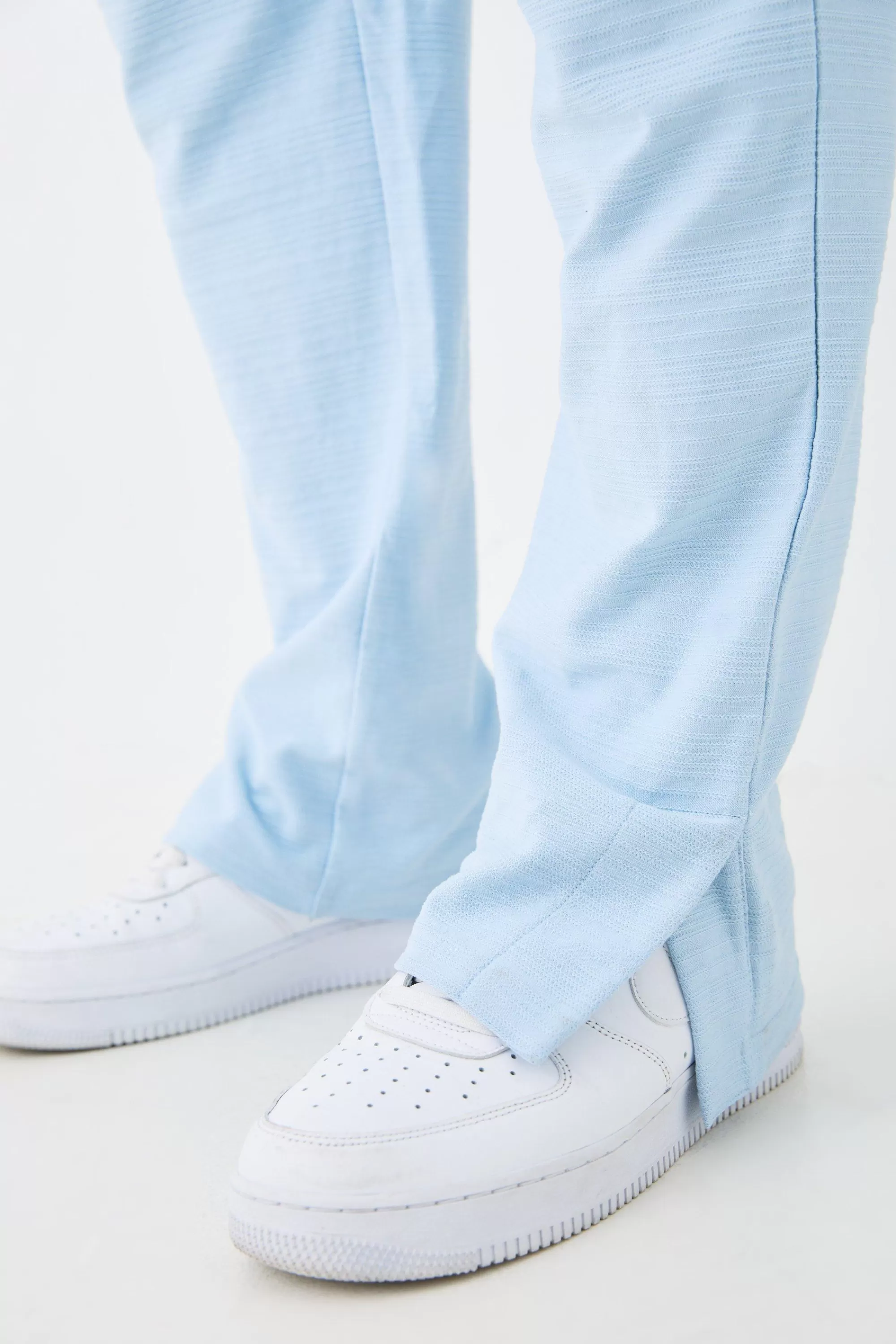 boohooMAN Regular Fit Jacquard Raised Stripe Split Hem Jogger | UK