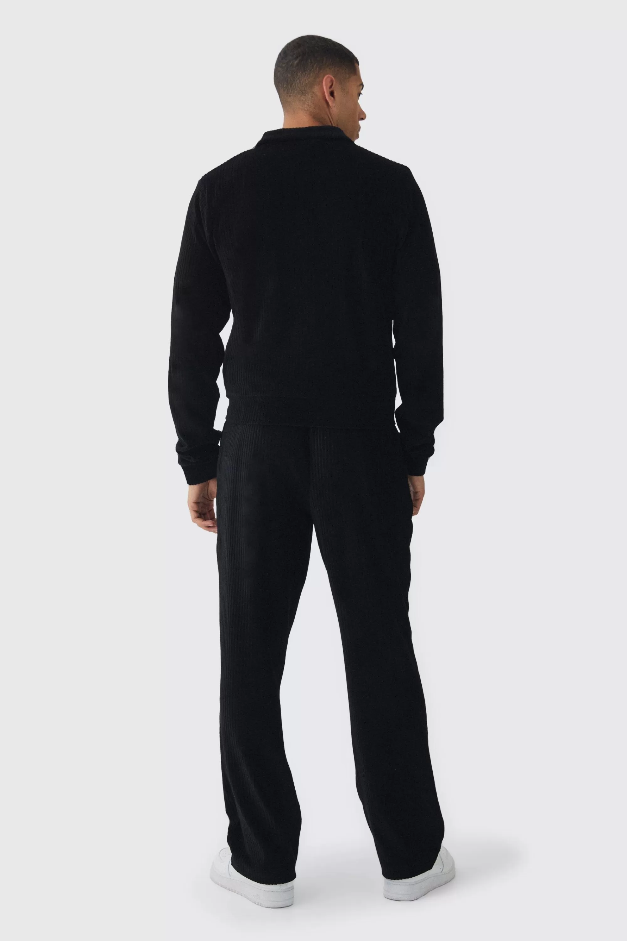 boohooMAN Regular Fit Velour Pleated Track Top | UK