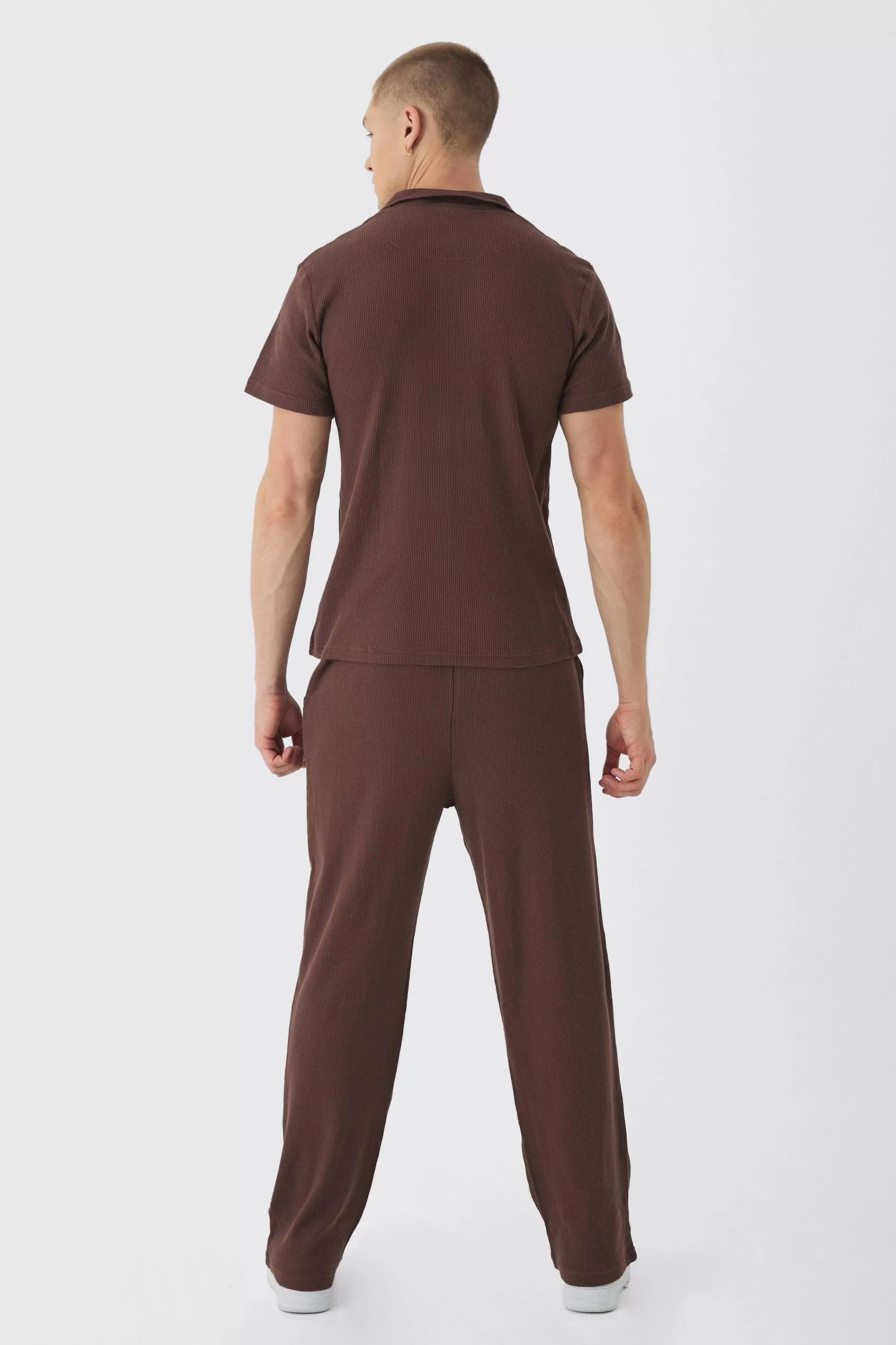 boohooMAN Regular Fit Waffle Shirt | UK