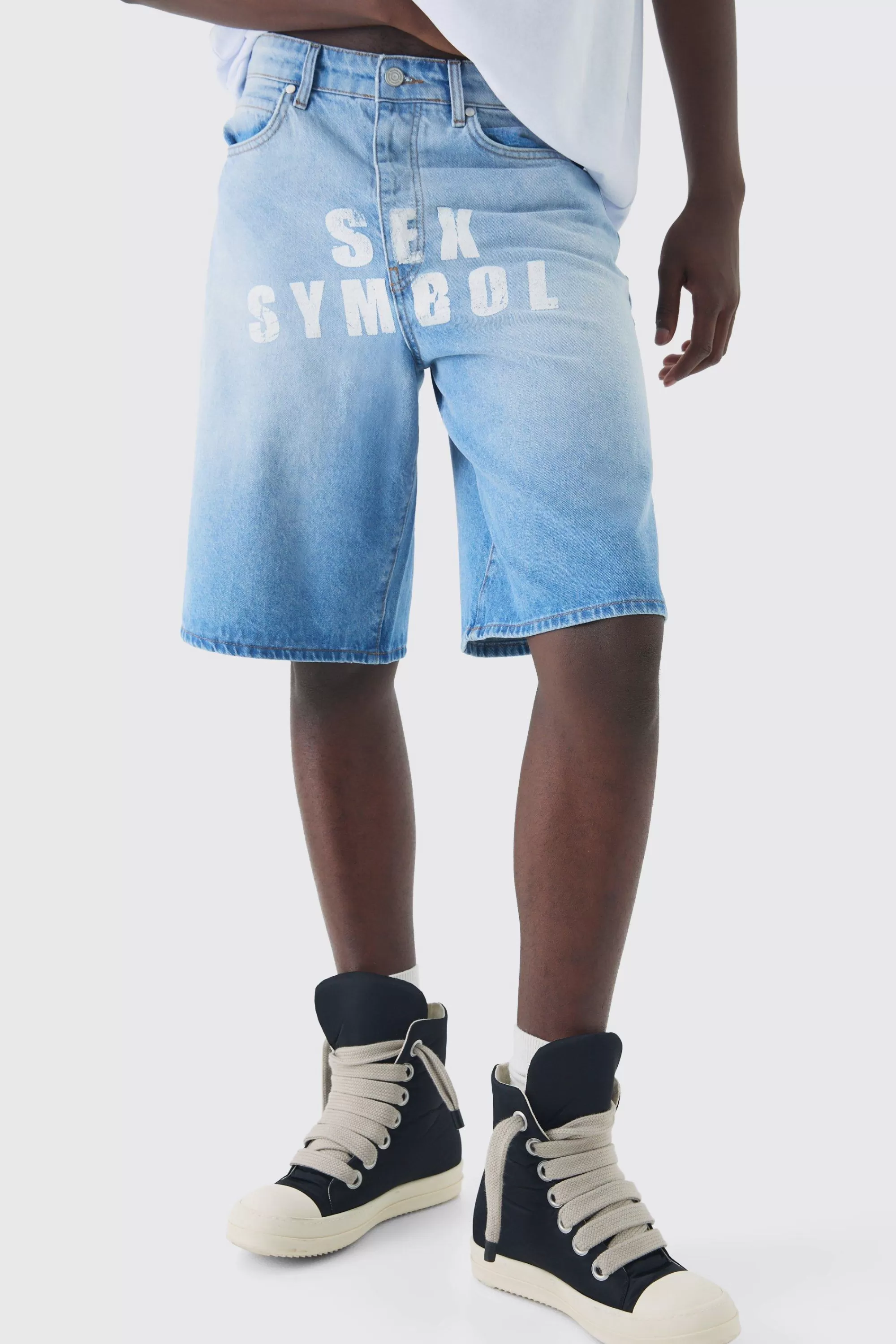 boohooMAN Regular Rigid Pride Printed Jorts | UK
