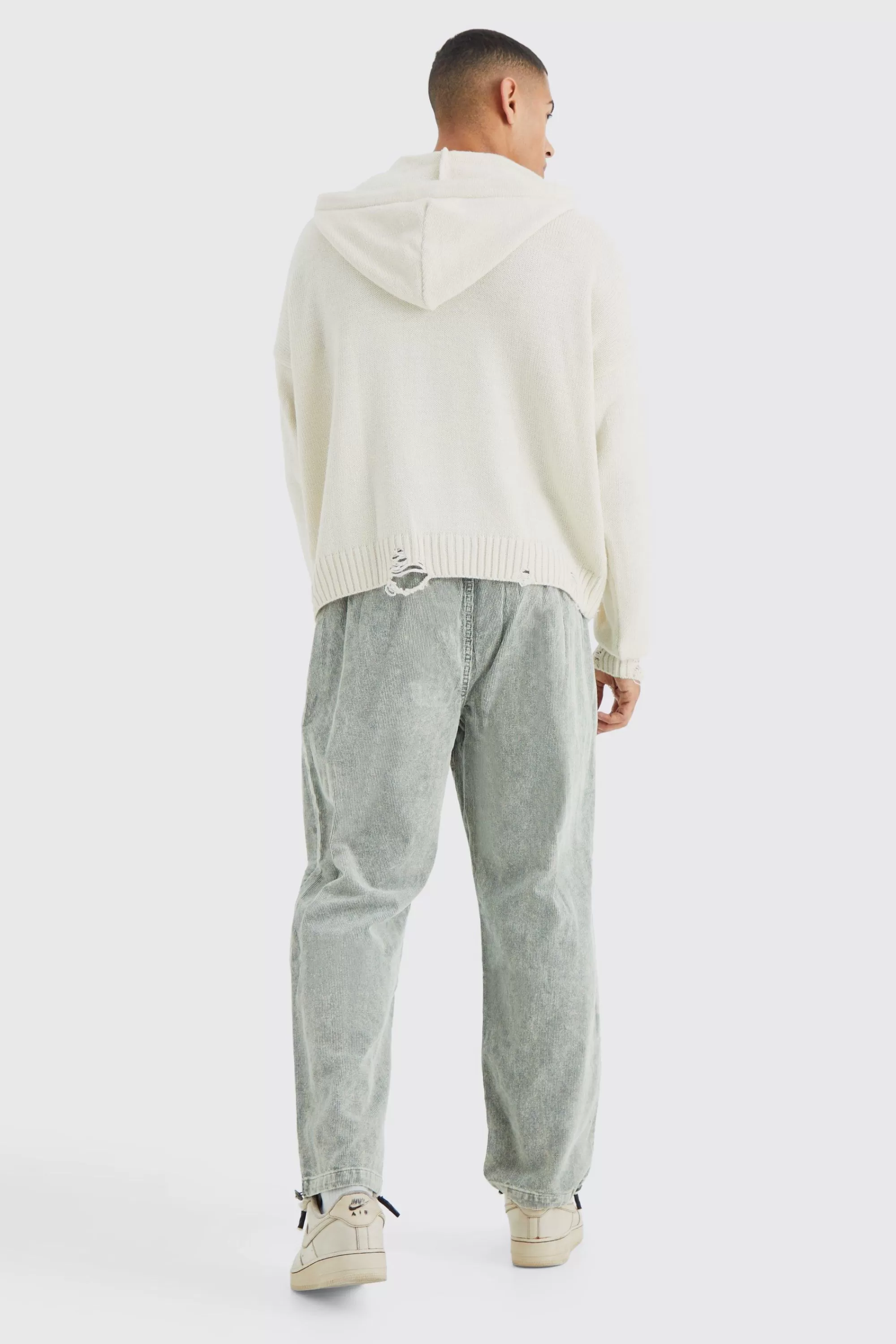 boohooMAN Relaxed Acid Wash Cord Trouser | UK