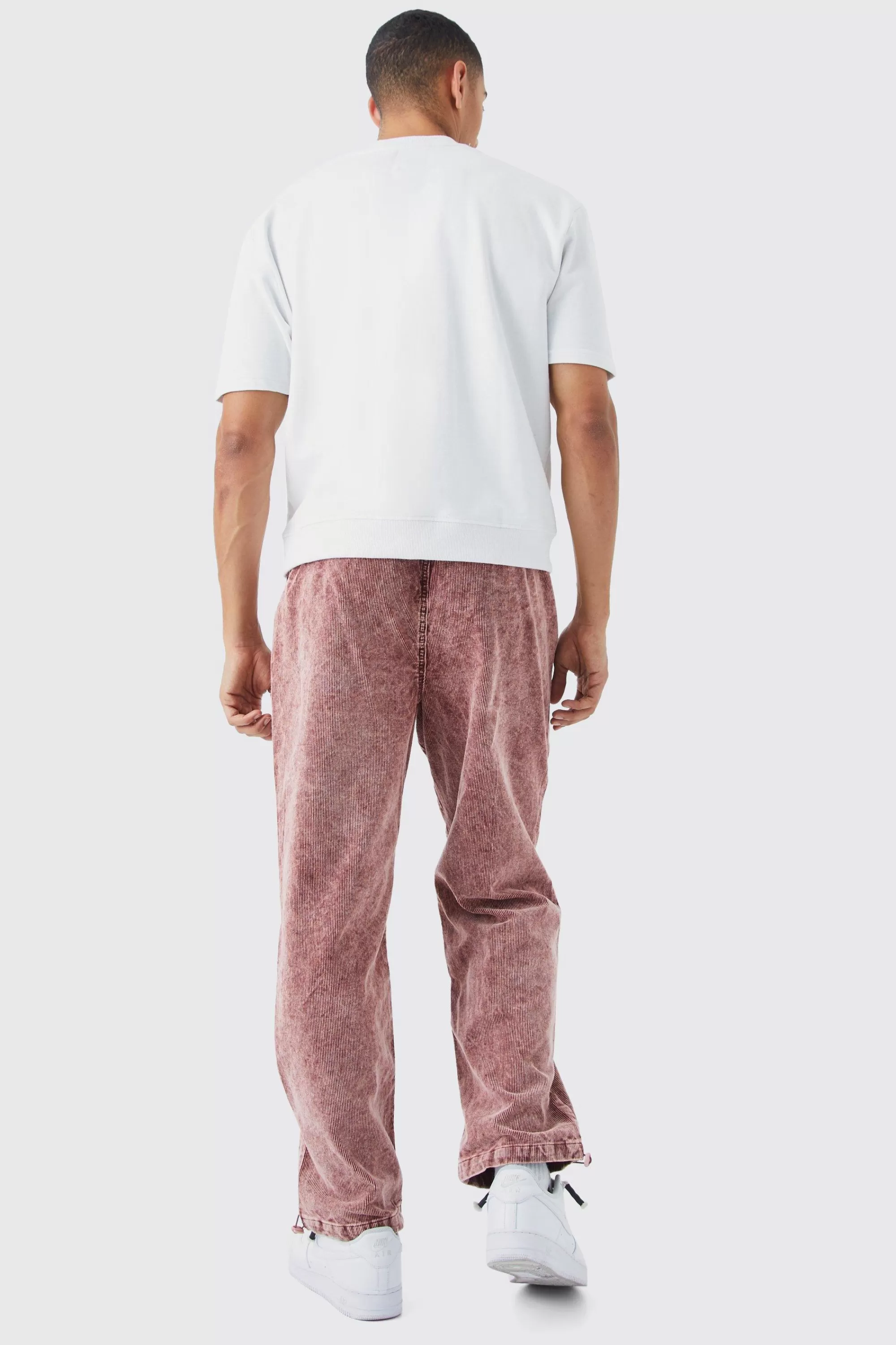 boohooMAN Relaxed Acid Wash Corduroy Trouser | UK