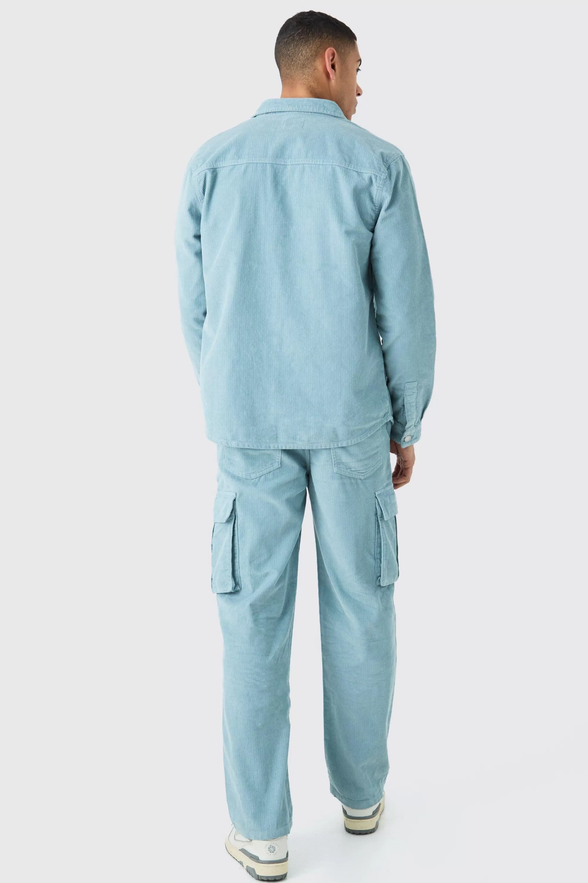 boohooMAN Relaxed Cargo Cord Trouser In | UK