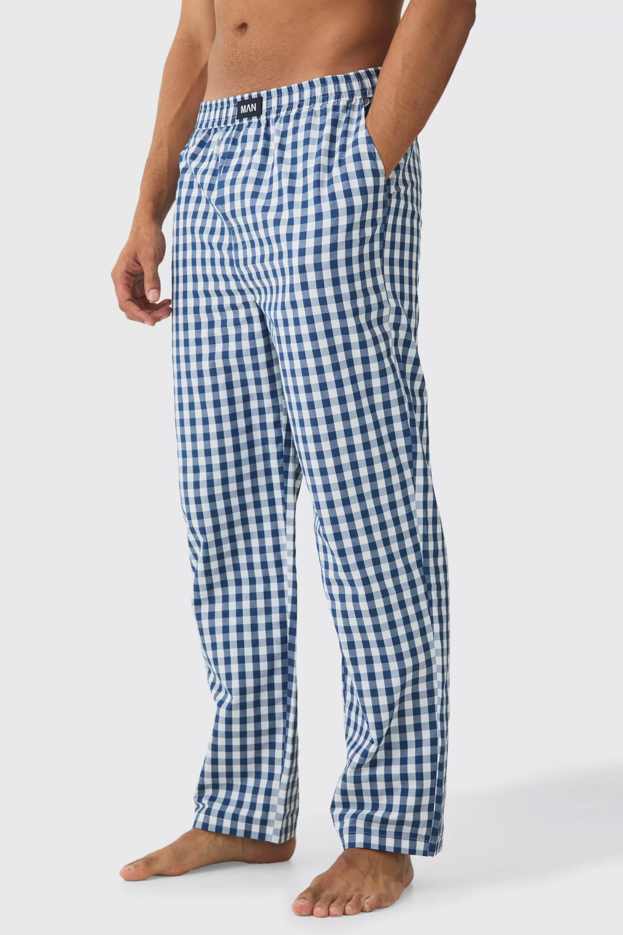boohooMAN Relaxed Check Lounge Bottoms | UK