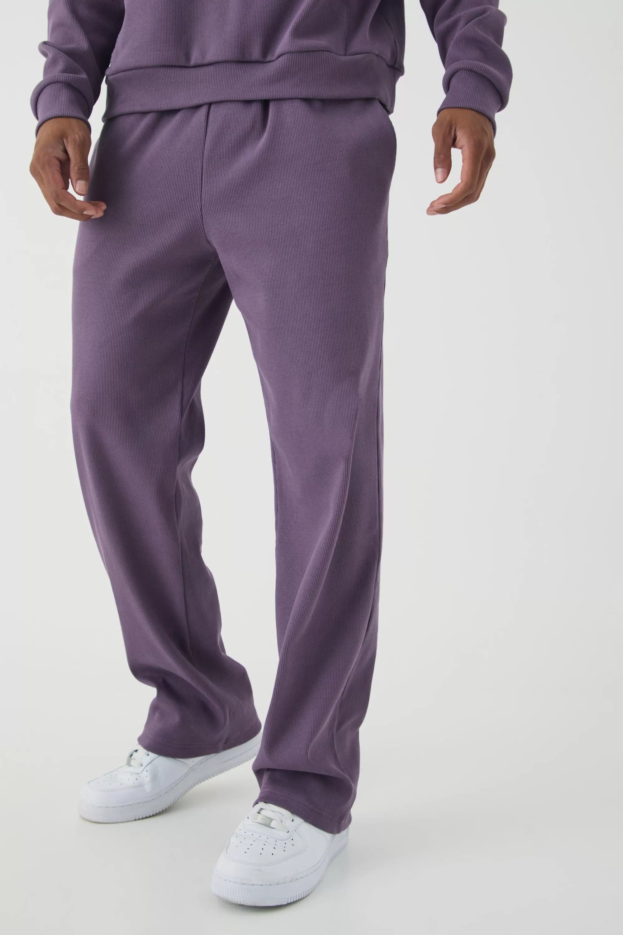 boohooMAN Relaxed Contrast Drawcord Heavy Ribbed Jogger | UK