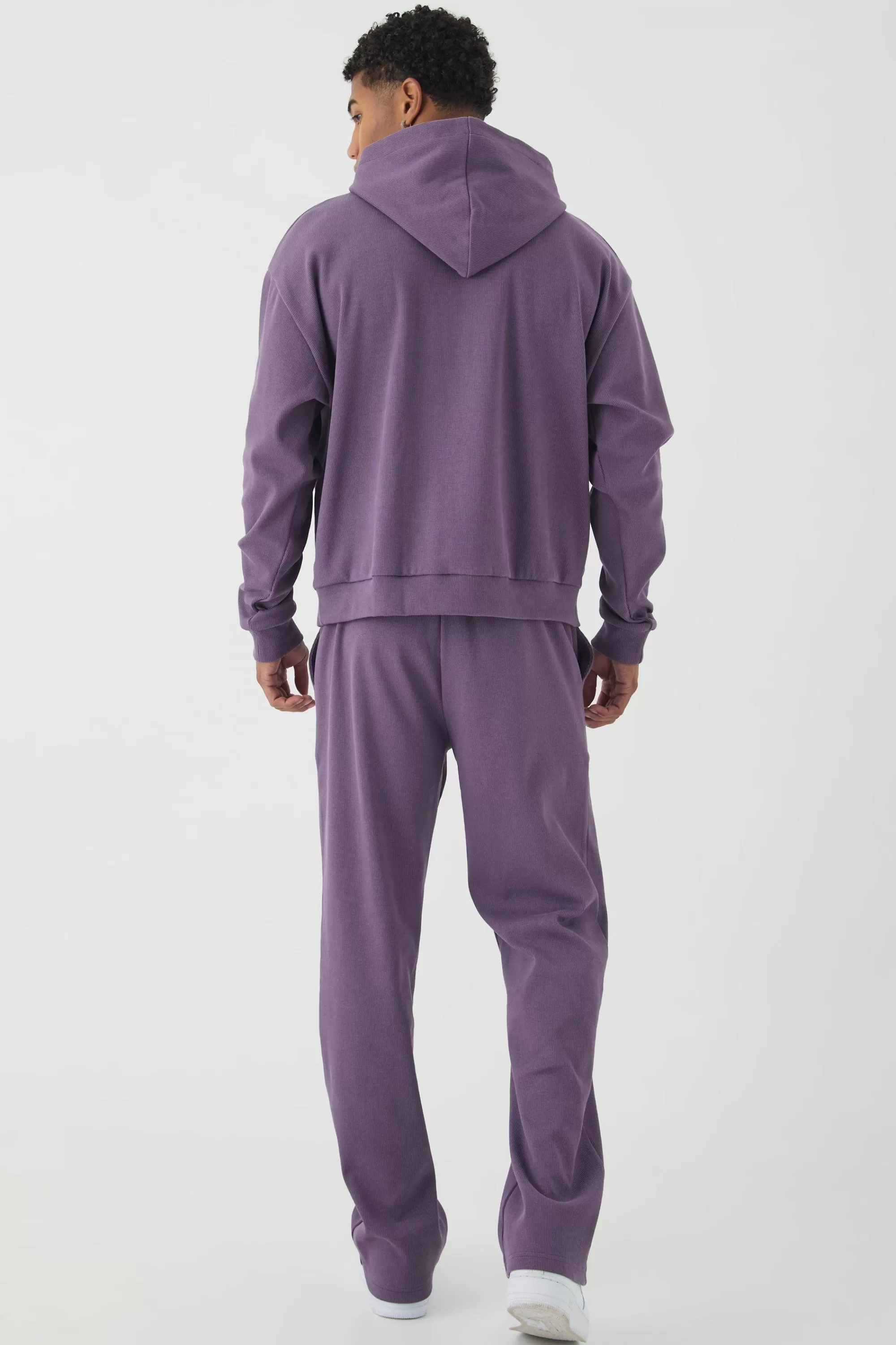 boohooMAN Relaxed Contrast Drawcord Heavy Ribbed Jogger | UK