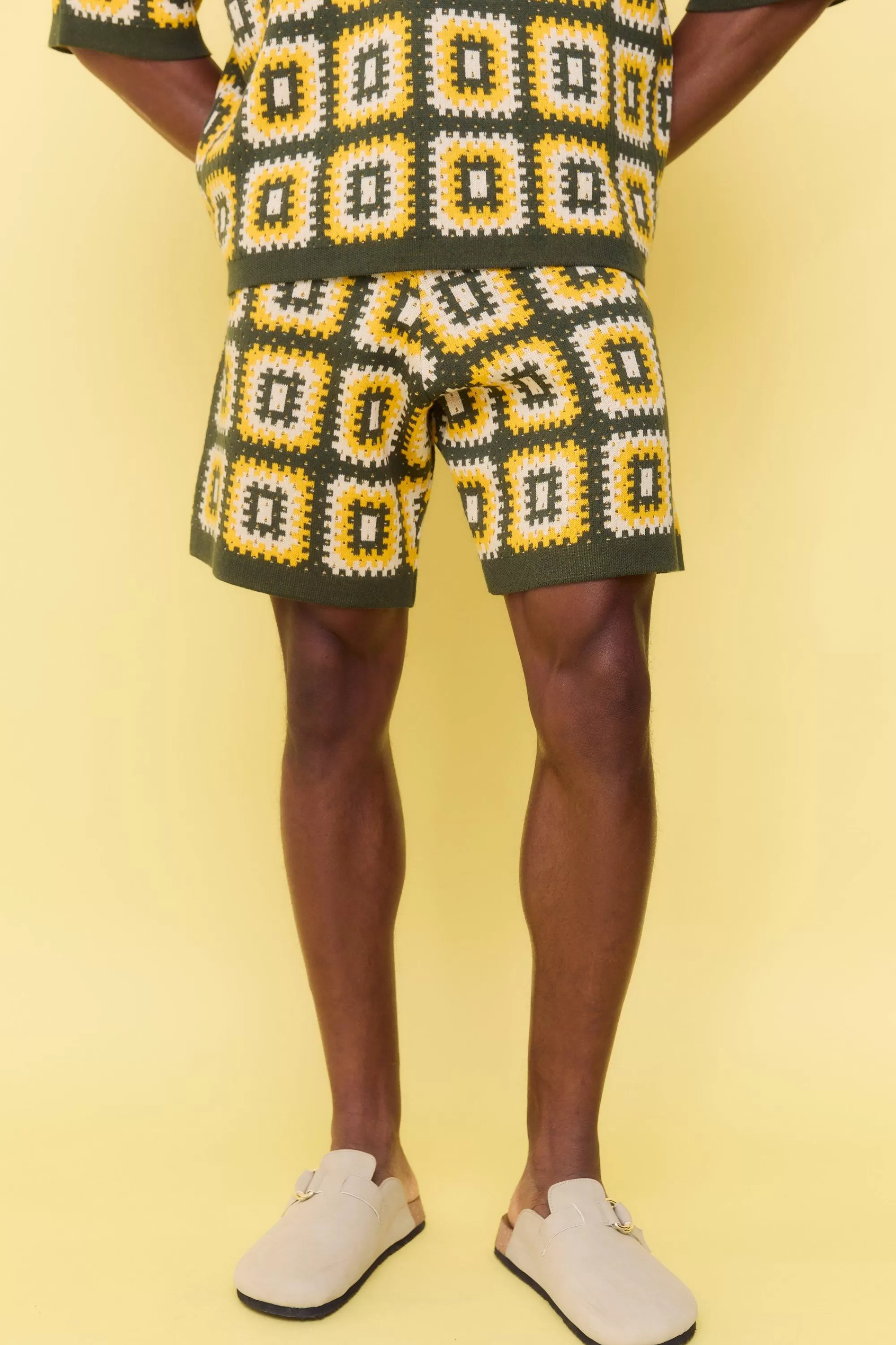 boohooMAN Relaxed Crochet Knit Short | UK