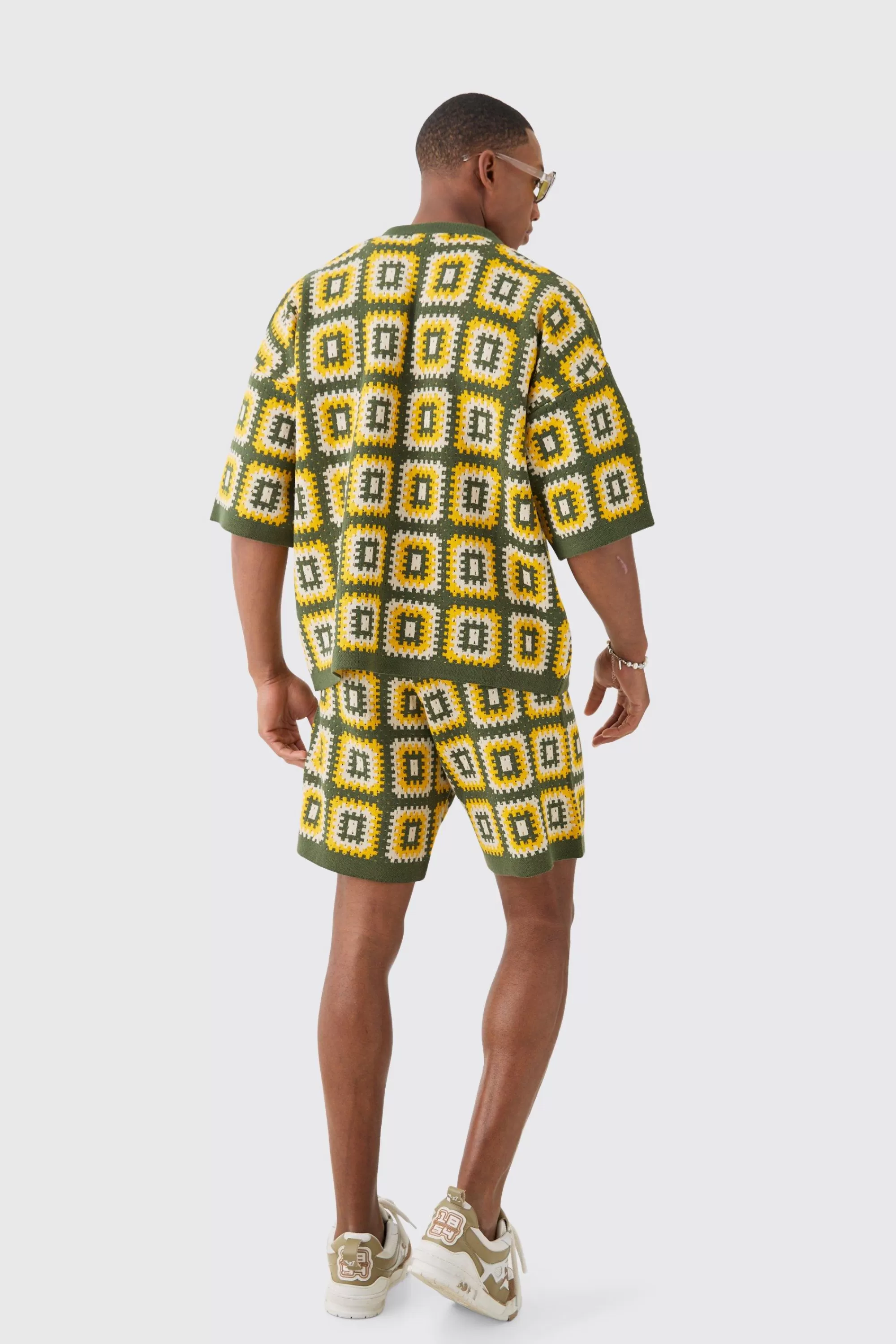 boohooMAN Relaxed Crochet Knit Short | UK