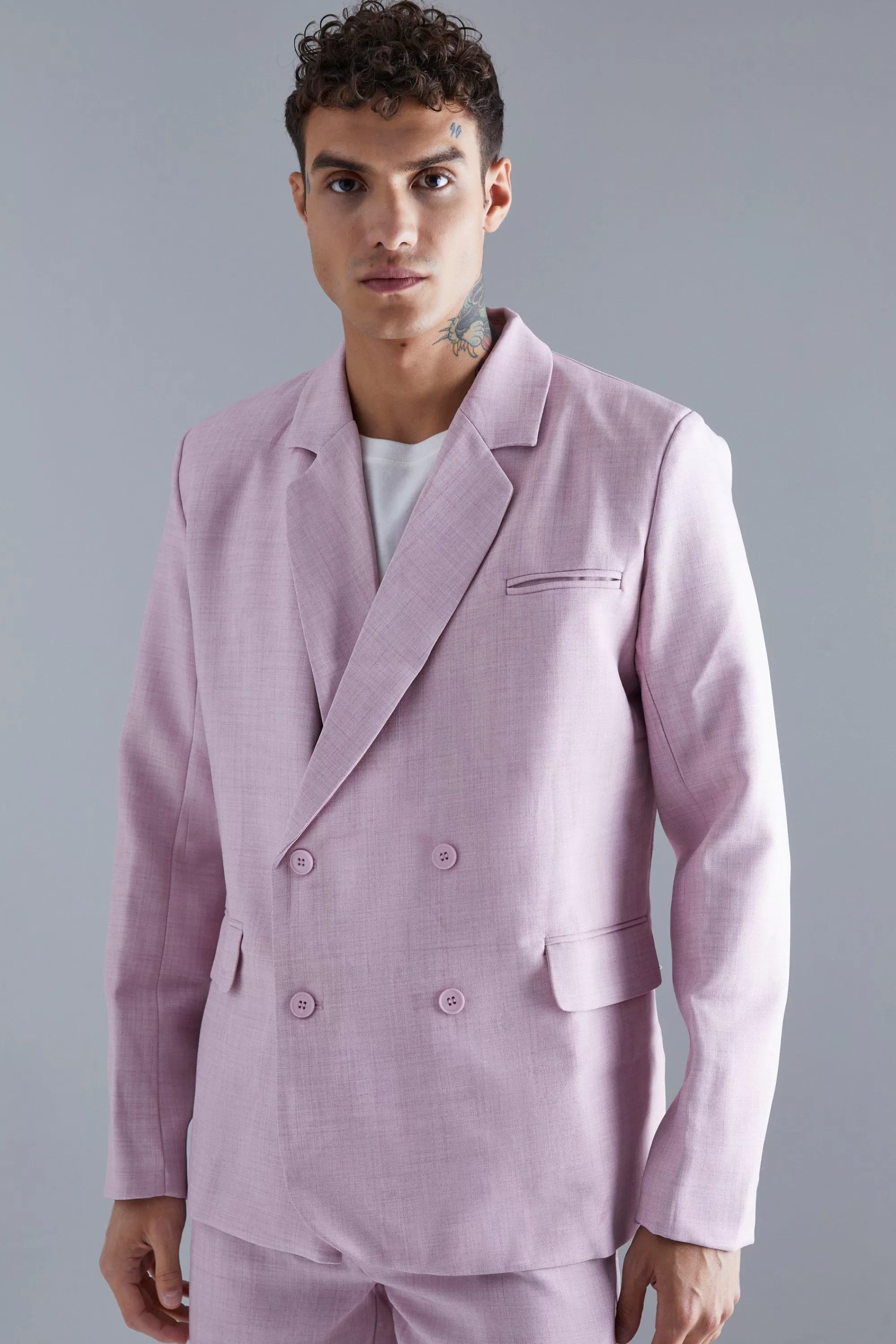 boohooMAN Relaxed Double Breasted Suit Jacket | UK