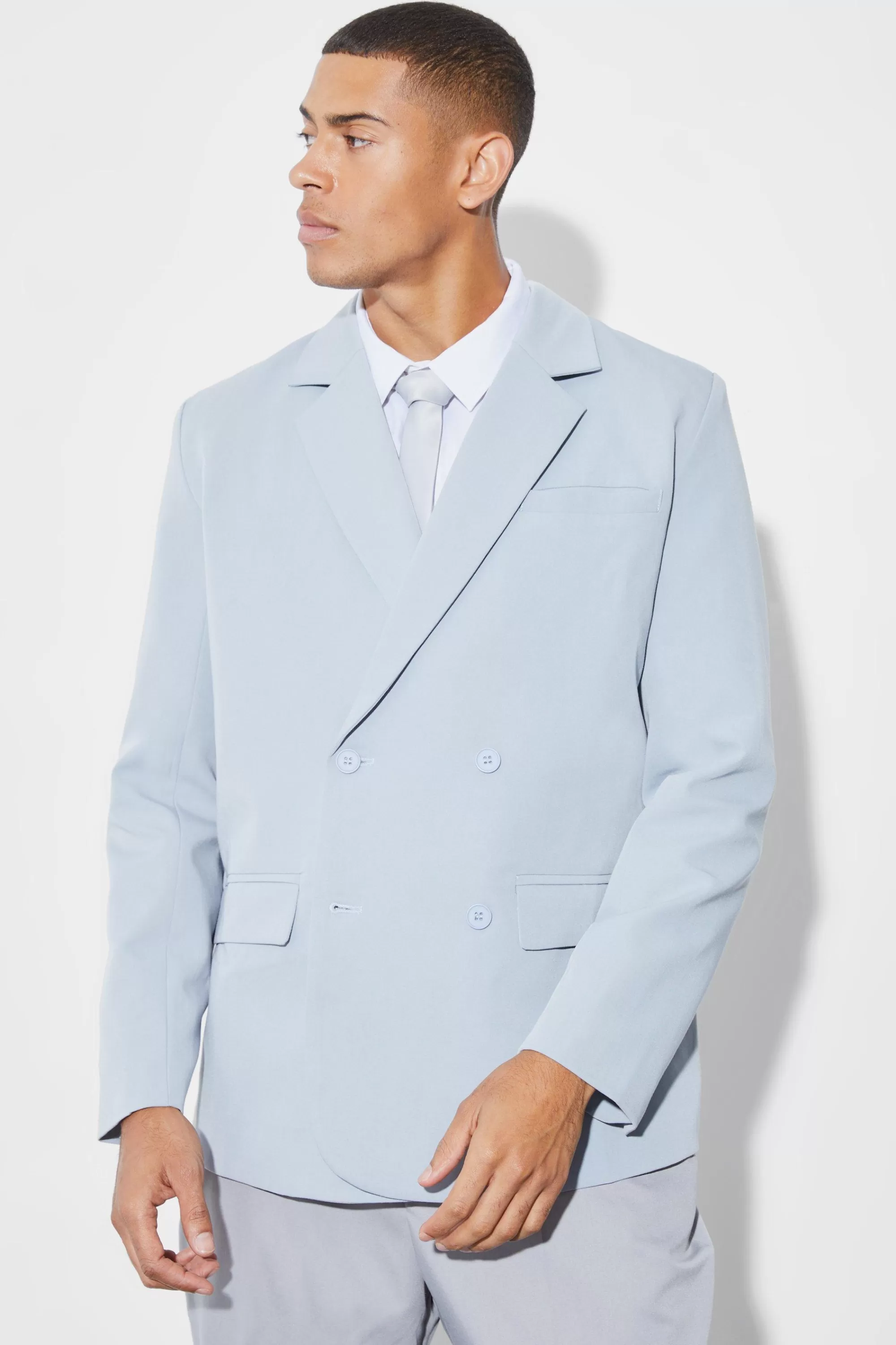 boohooMAN Relaxed Double Breasted Suit Jacket | UK