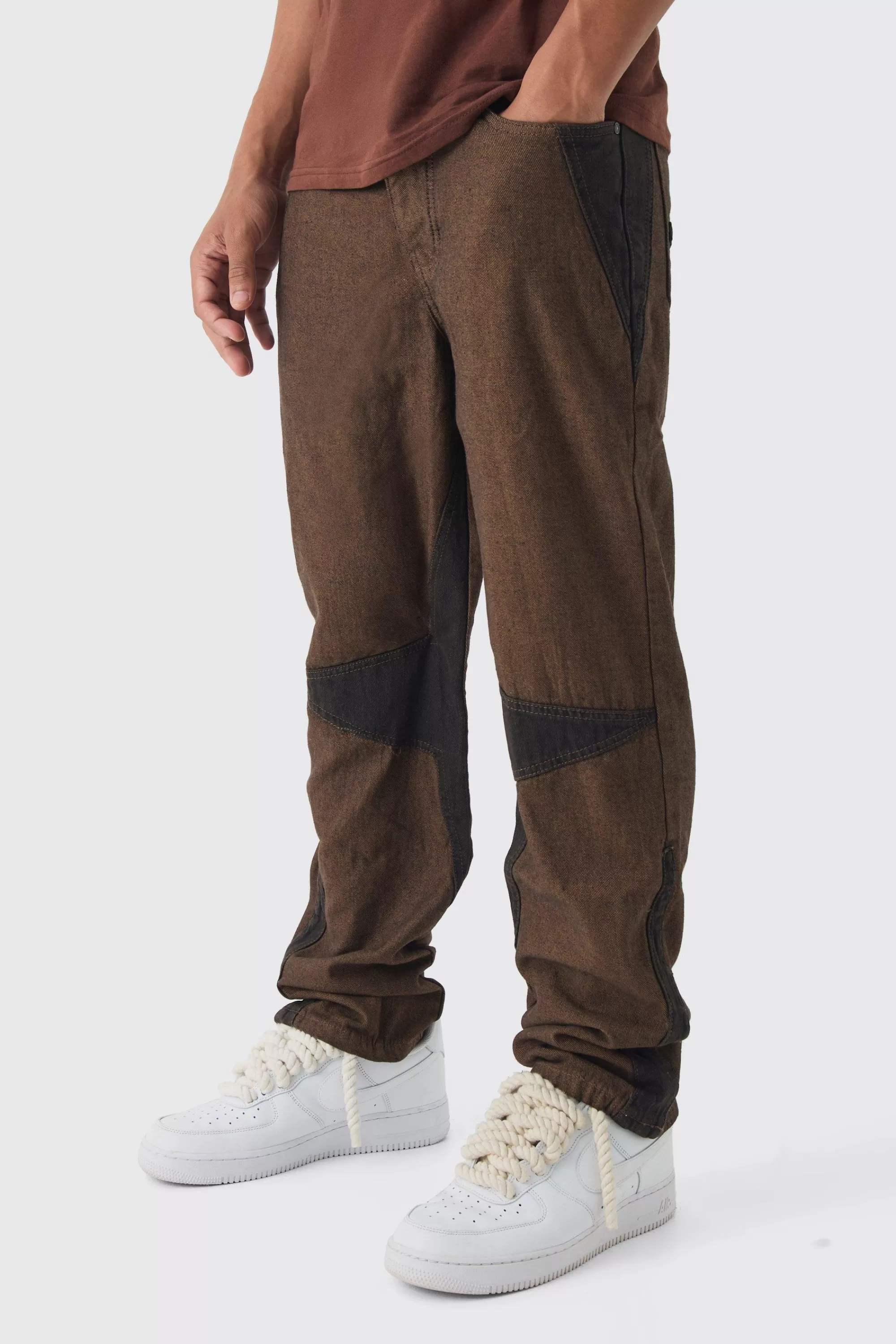 boohooMAN Relaxed Fit Cut Out Star Jeans | UK
