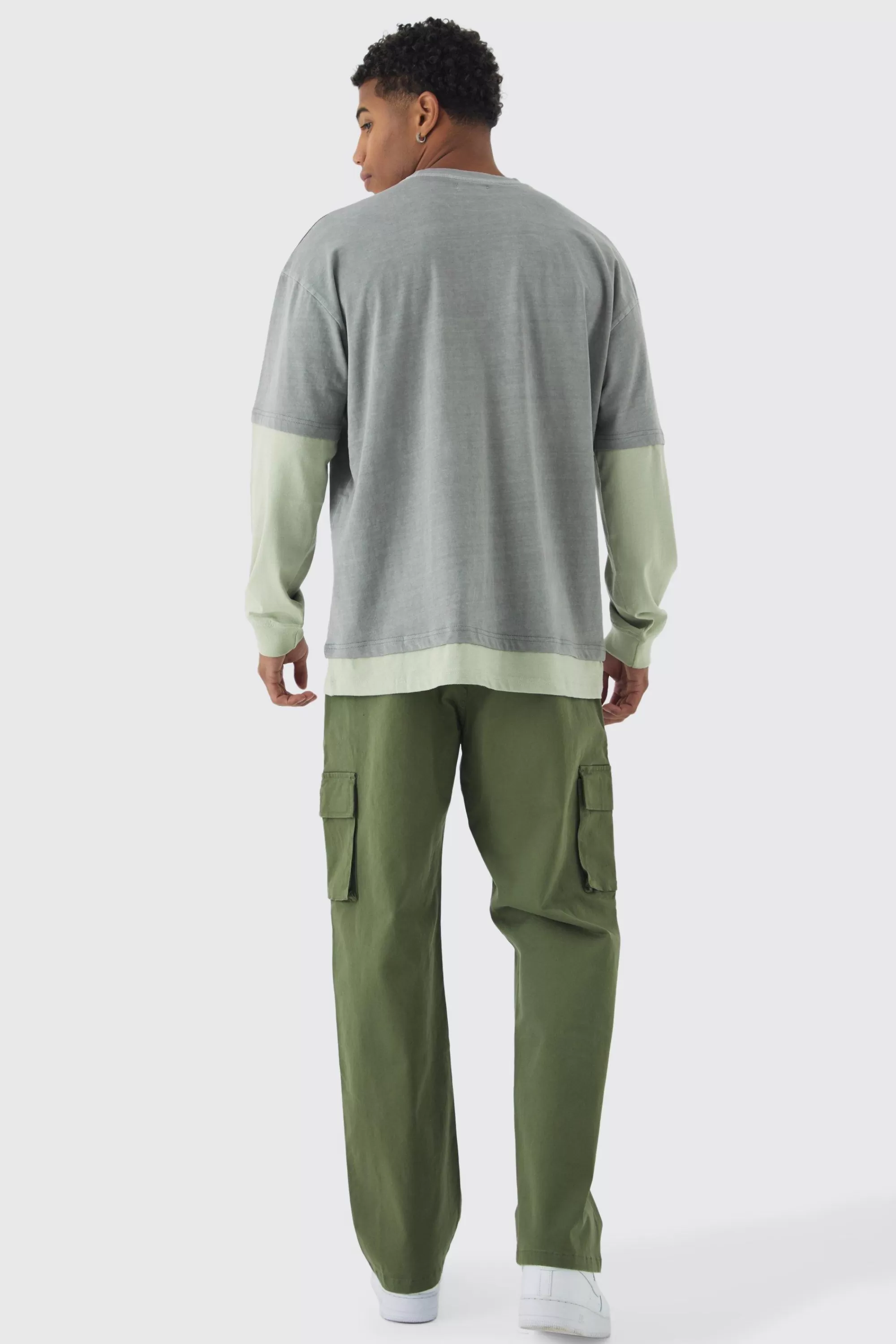 boohooMAN Relaxed Fit Fixed Waist Woven Tab Cargo Trousers | UK
