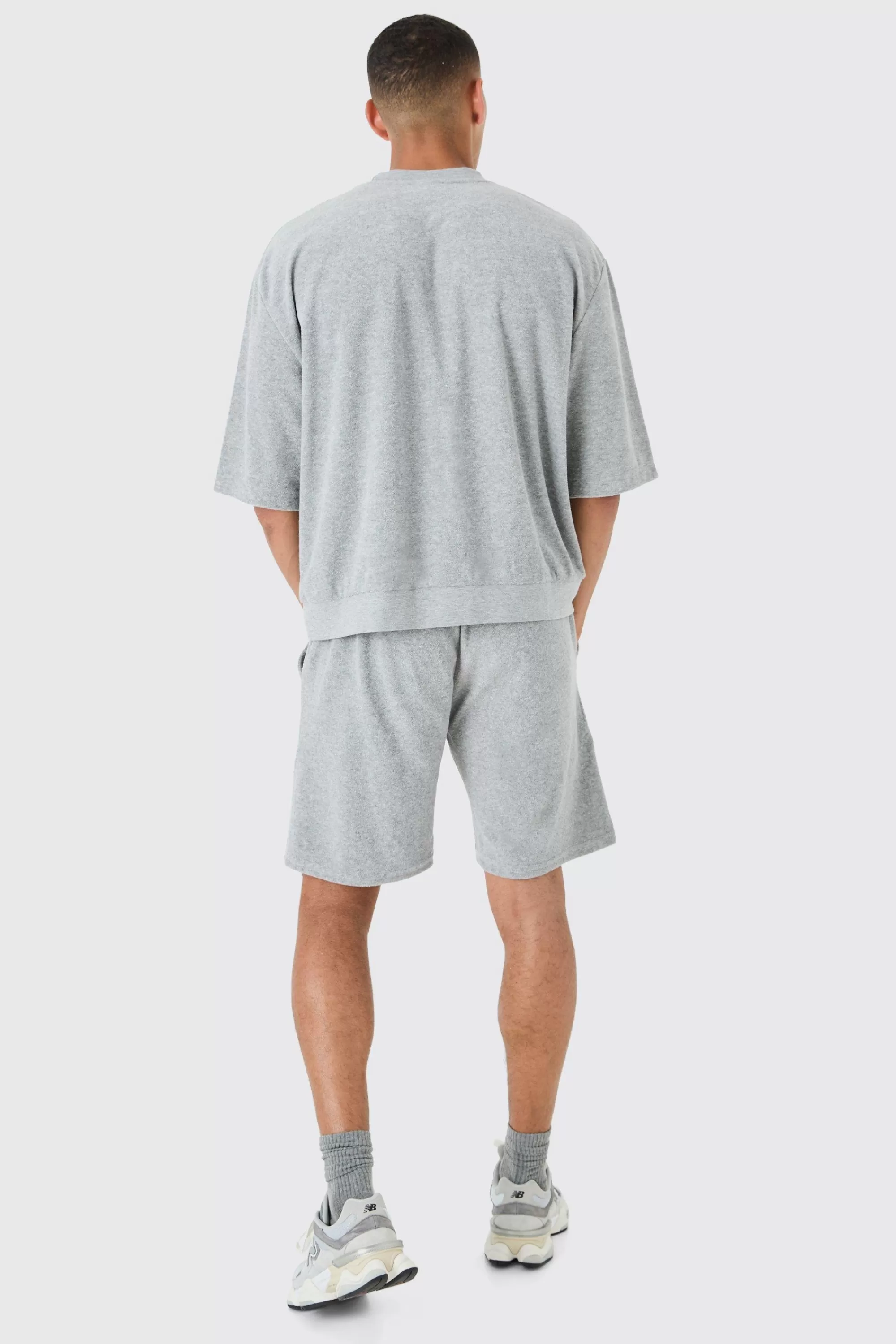 boohooMAN Relaxed Fit Mid Towelling Shorts | UK
