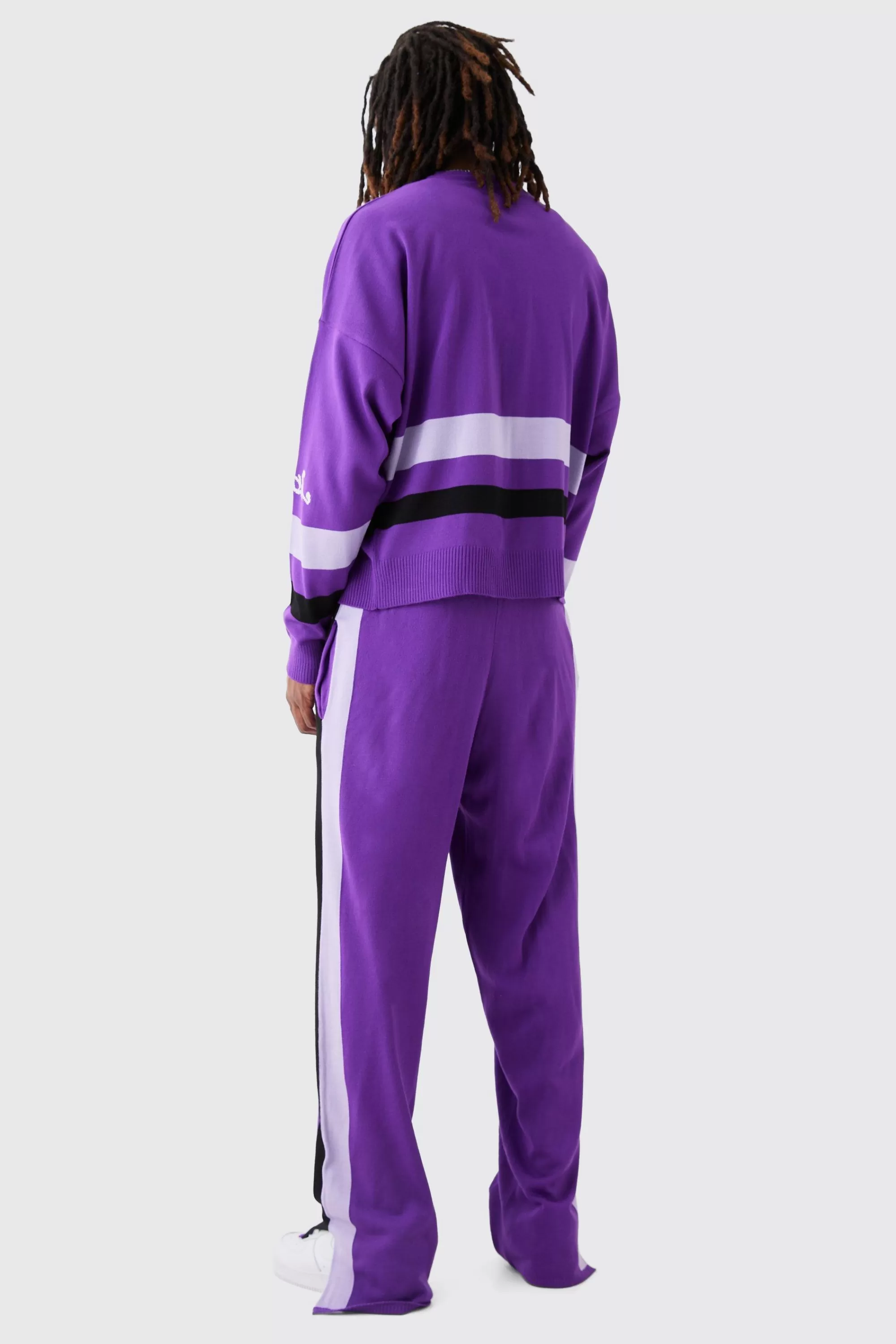 boohooMAN Relaxed Fit Moto Knitted Joggers | UK
