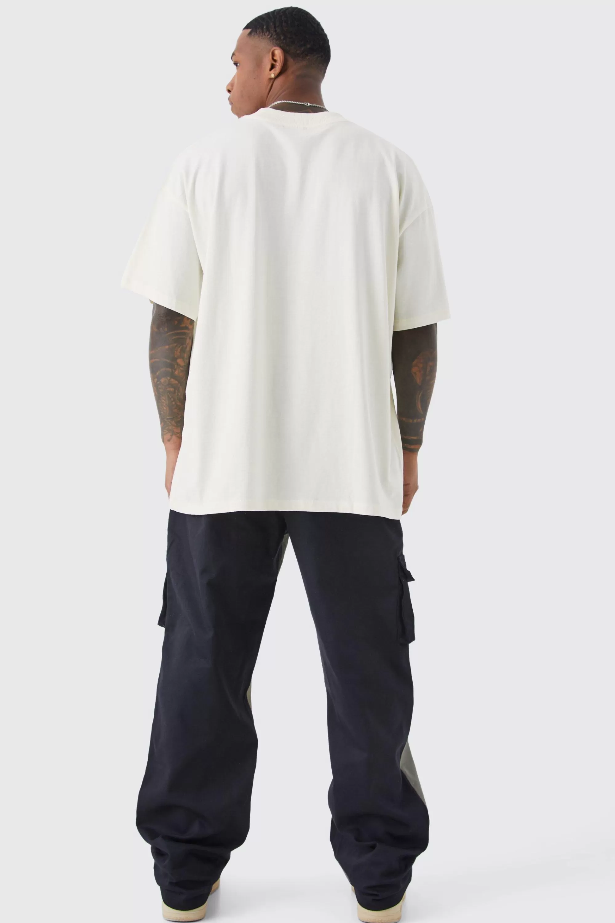 boohooMAN Relaxed Fit Multi Colour Block Cargo Trouser | UK