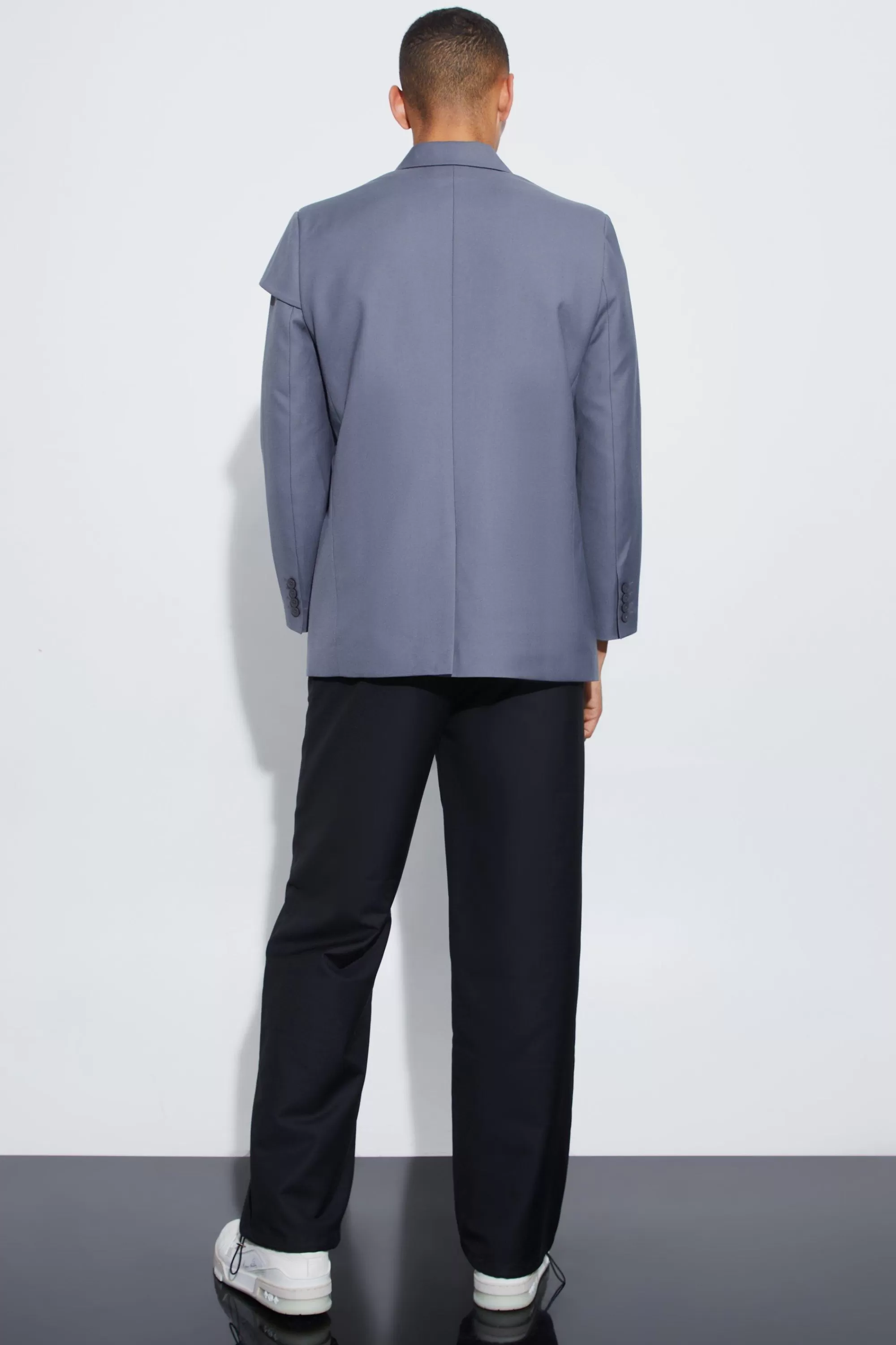boohooMAN Relaxed Fit Overlay Panel Detail Blazer | UK