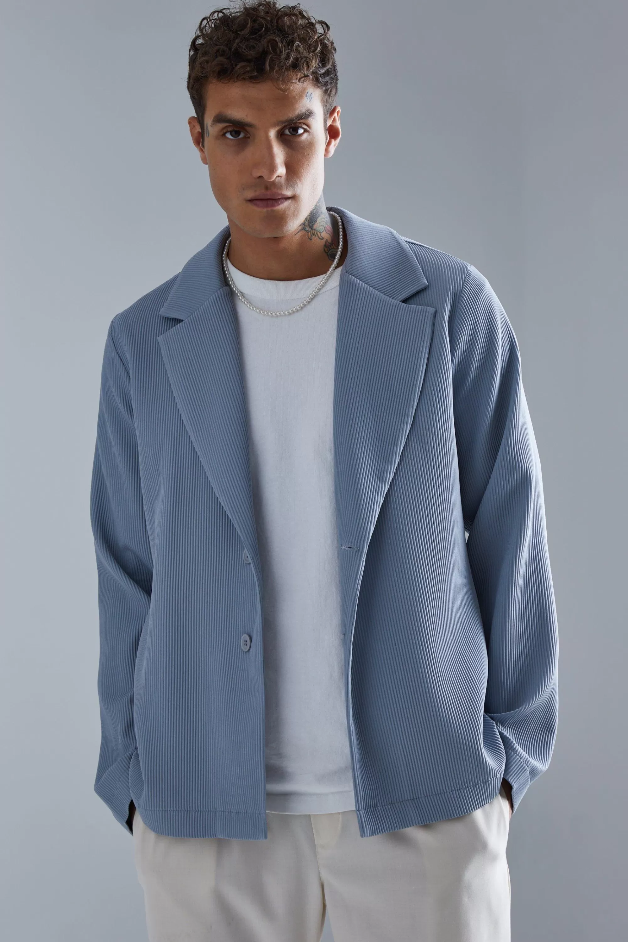 boohooMAN Relaxed Fit Pleated Suit Set | UK
