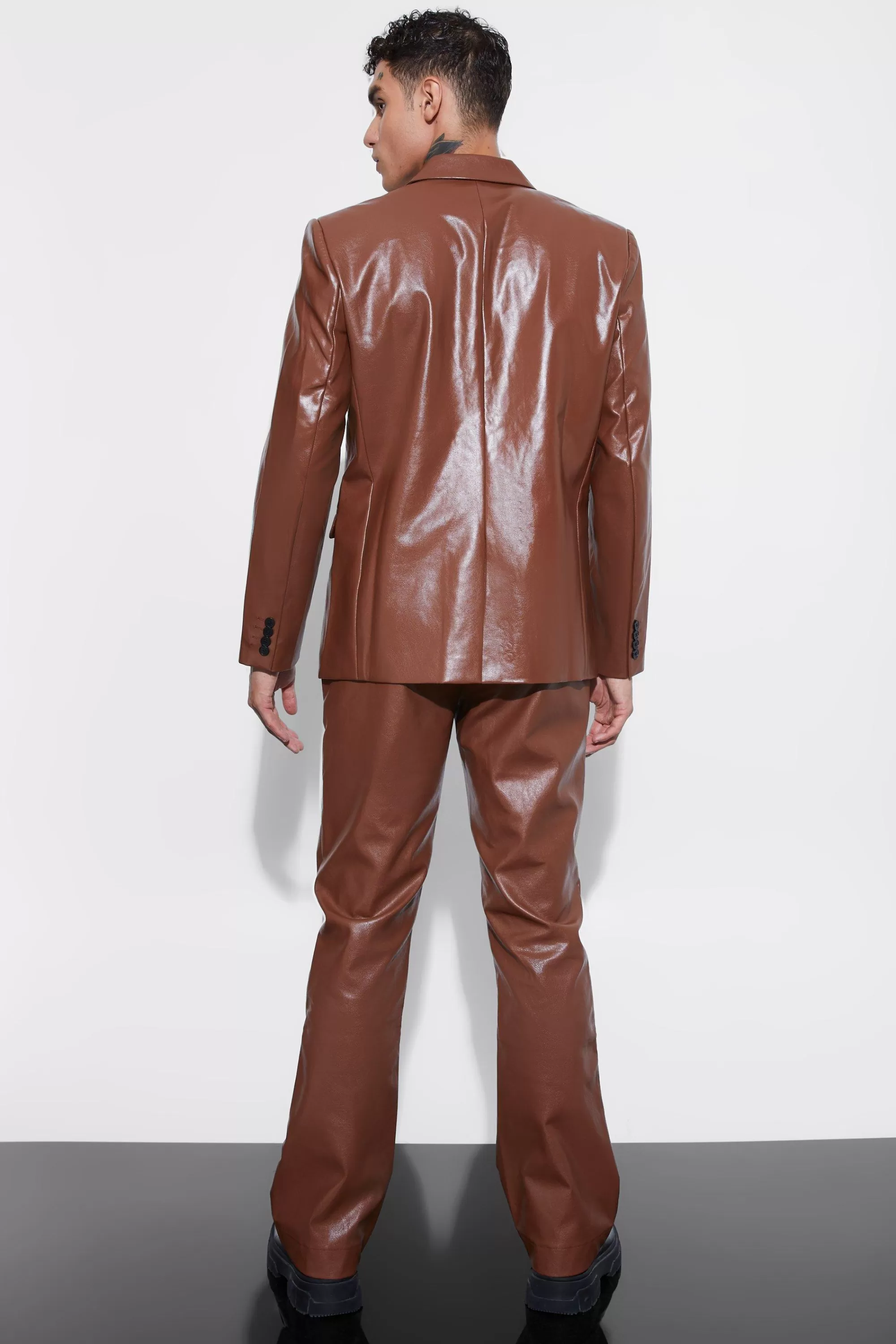 boohooMAN Relaxed Fit PU Suit | UK