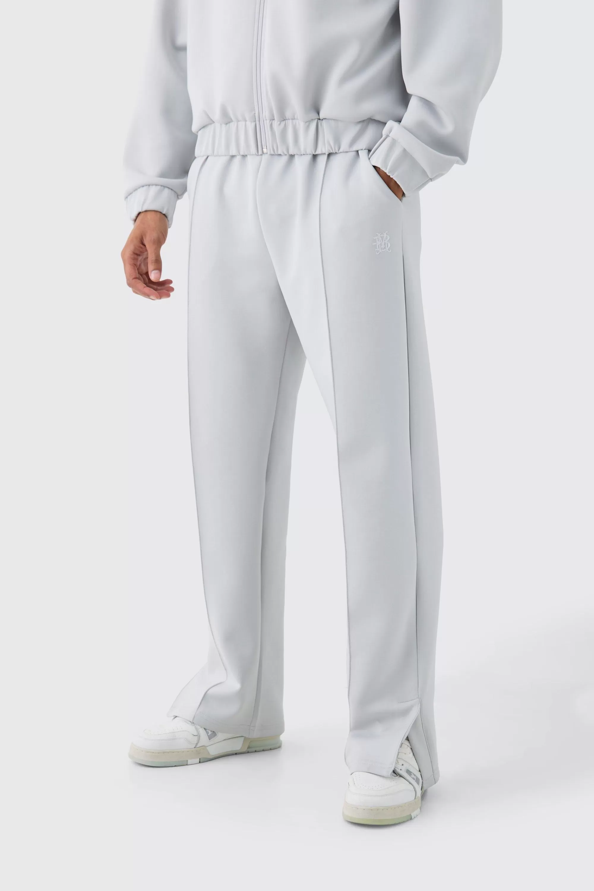 boohooMAN Relaxed Fit Scuba Pintuck Split Hem Jogger | UK