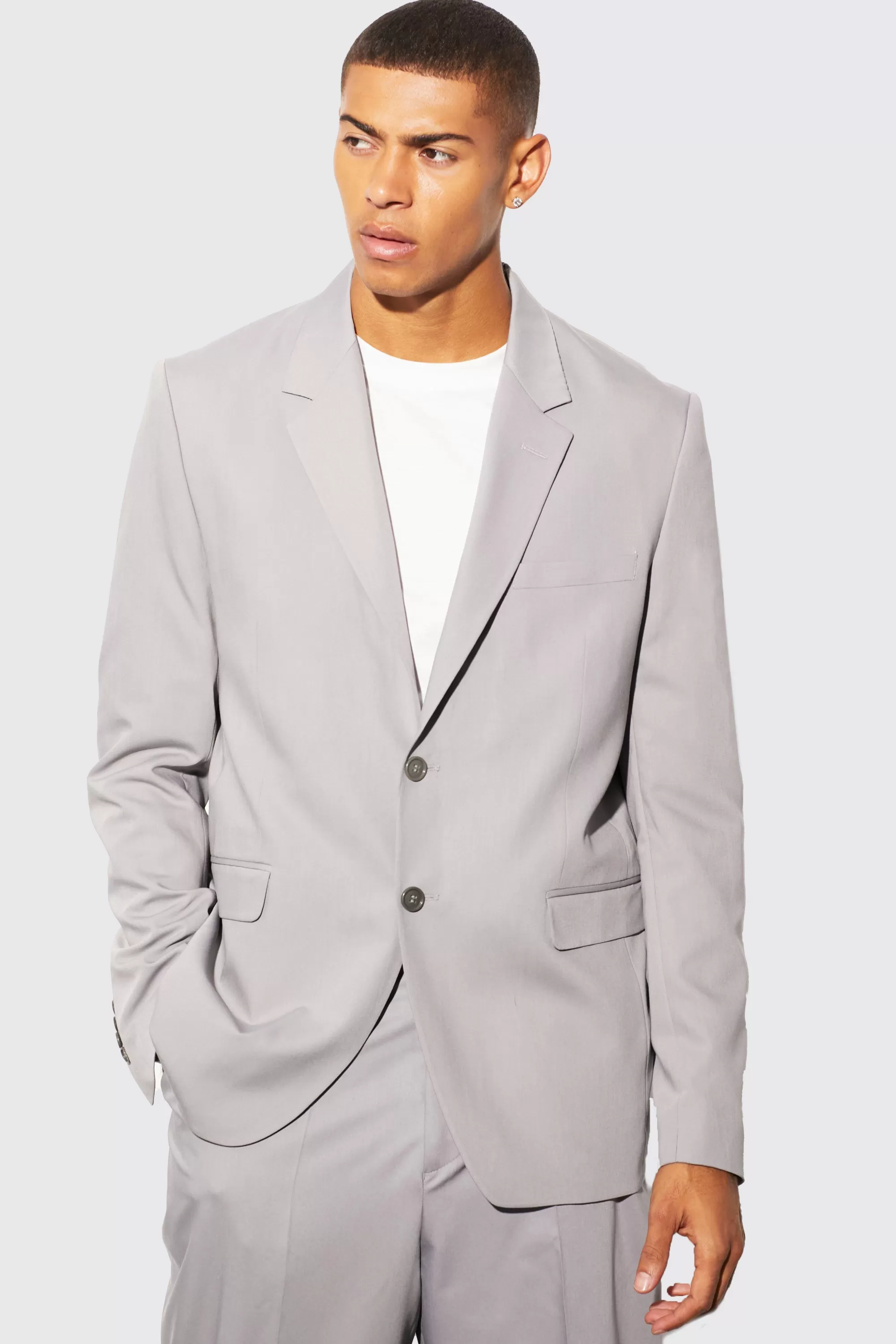 boohooMAN Relaxed Fit Single Breasted Suit Jacket | UK