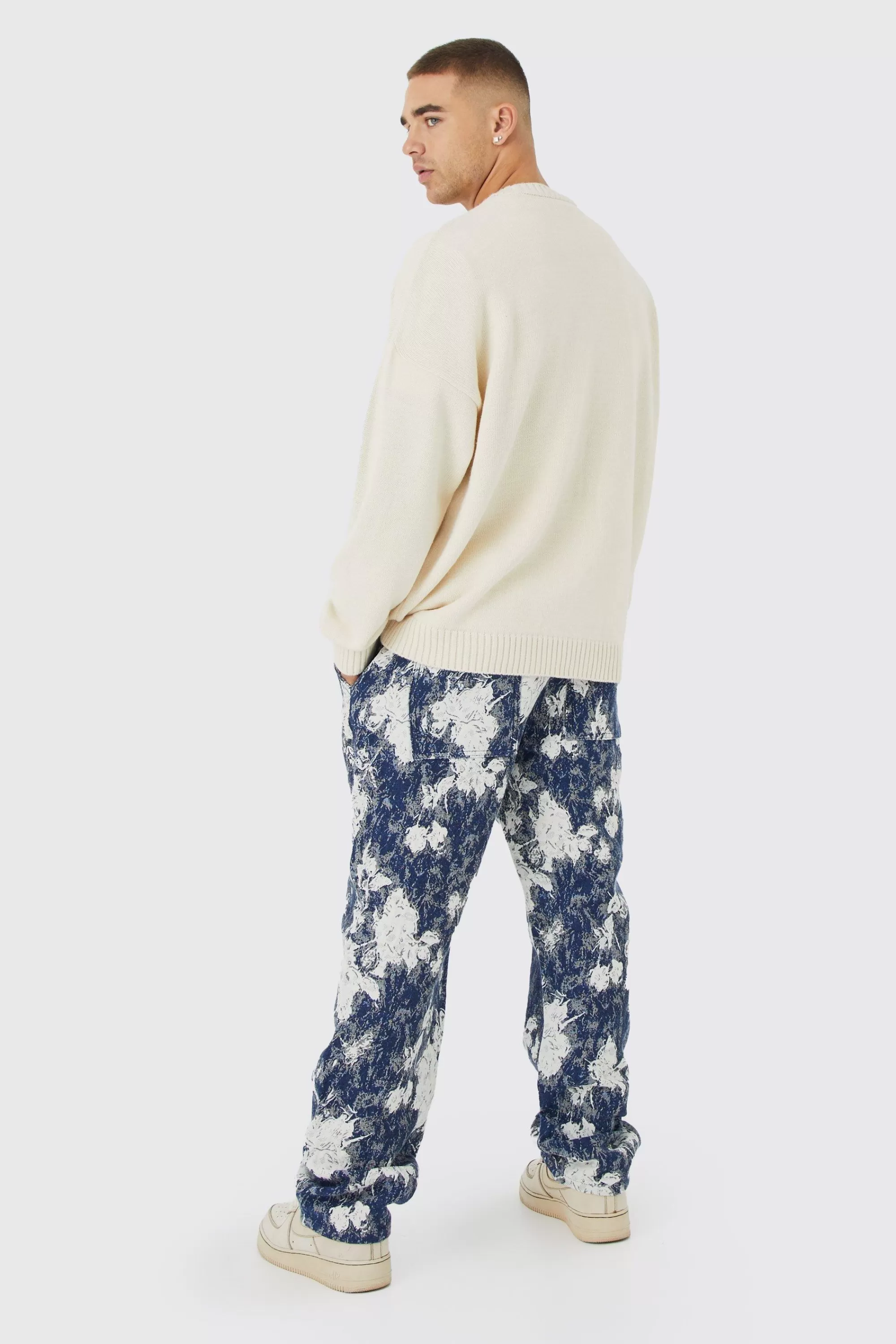 boohooMAN Relaxed Fit Tapestry Trouser | UK