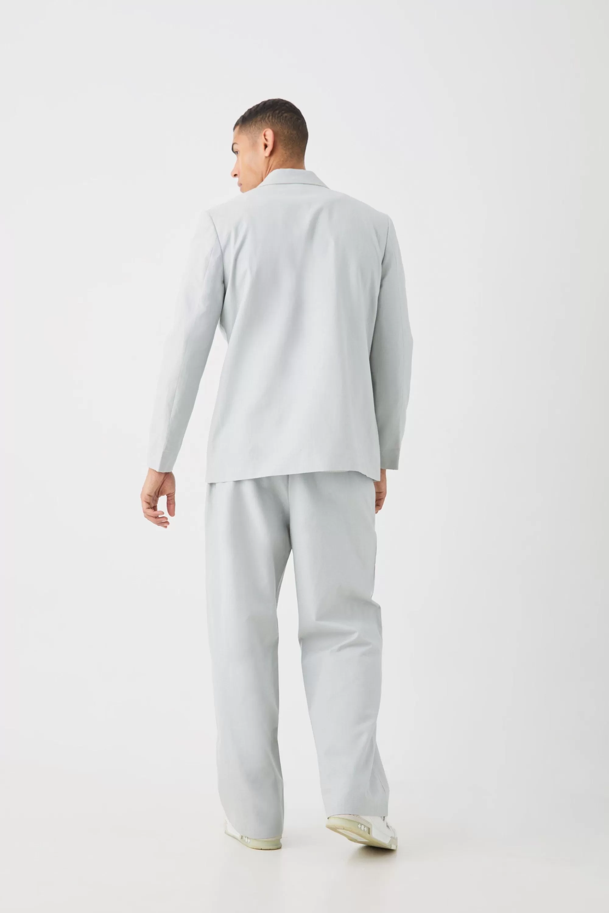 boohooMAN Relaxed Fit Tie Front Linen Blazer In | UK