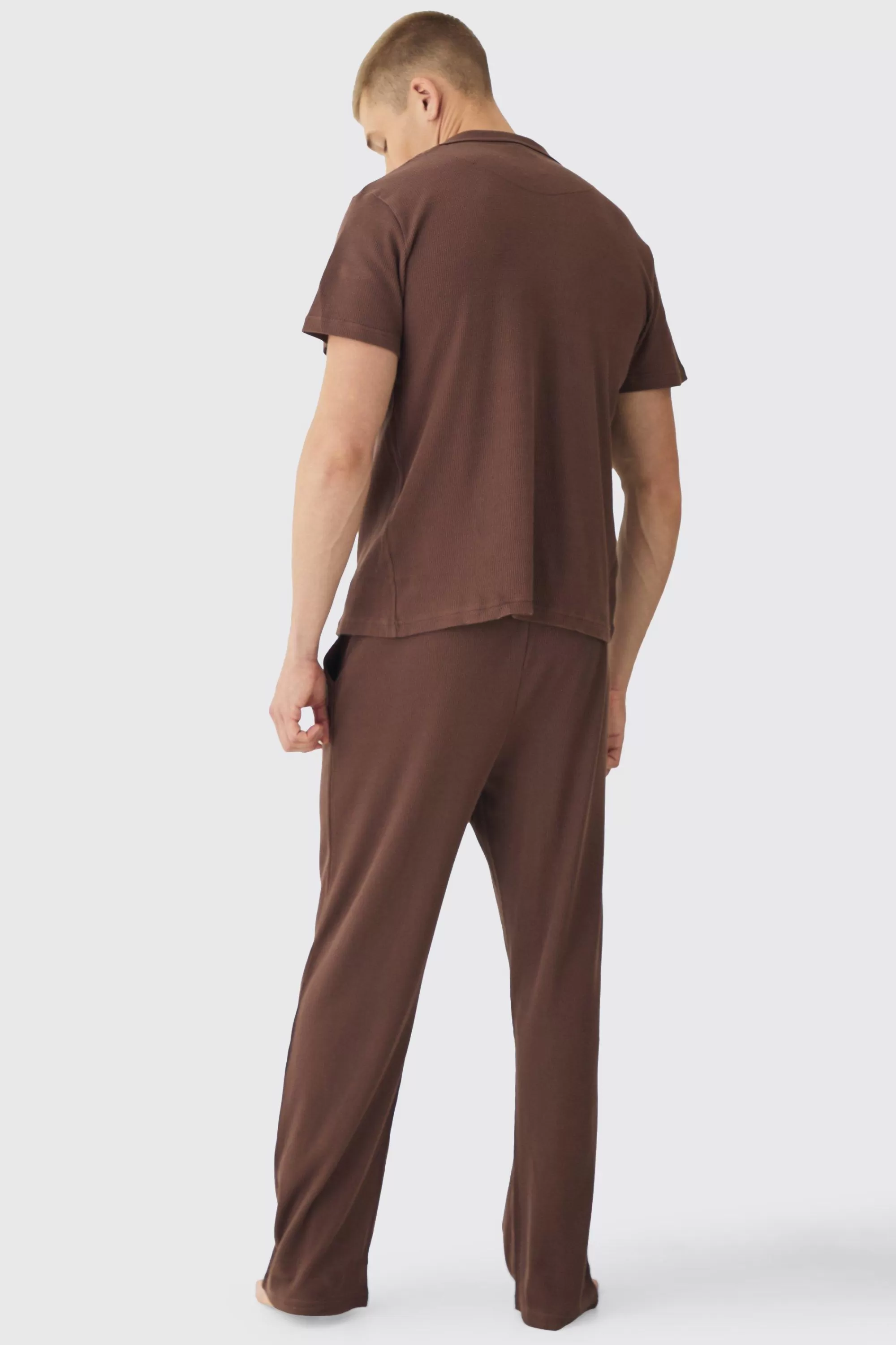 boohooMAN Relaxed Fit Waffle Jersey Bottoms | UK