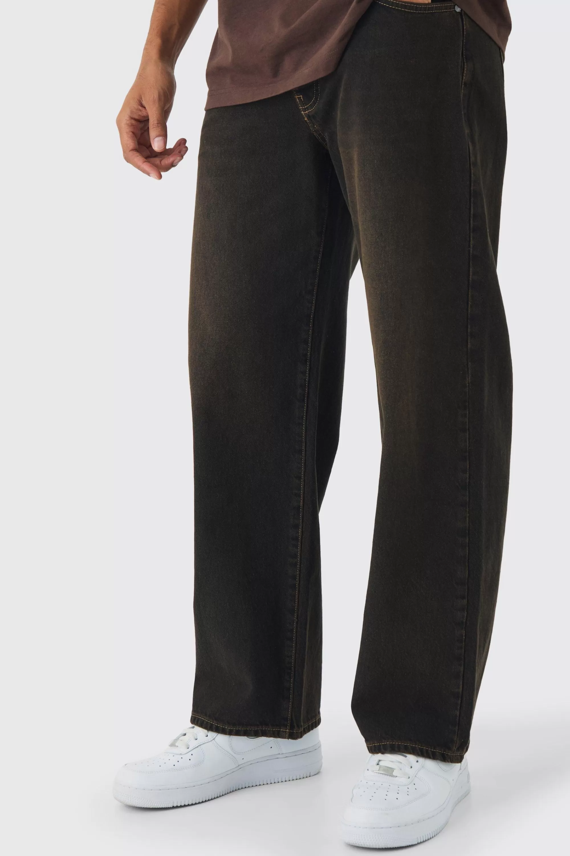 boohooMAN Relaxed Fit Washed Tinted Jeans | UK