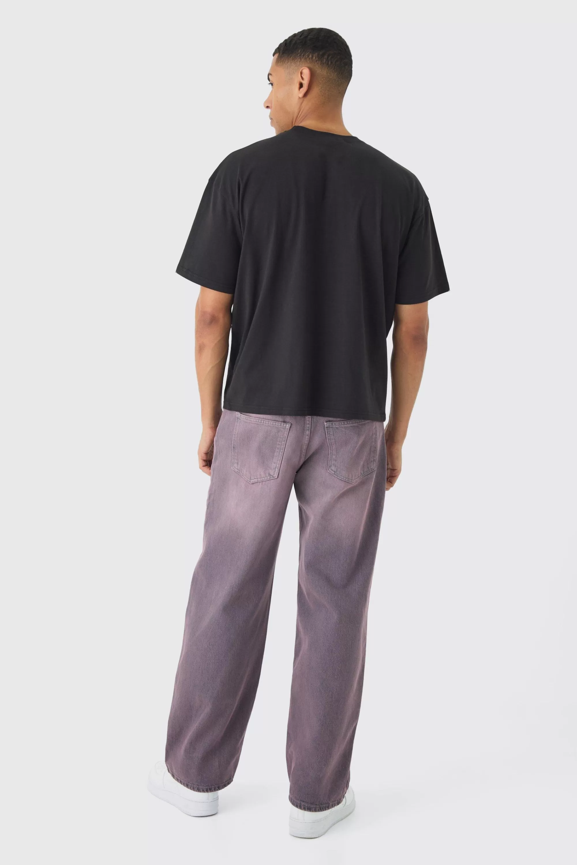 boohooMAN Relaxed Fit Washed Tinted Jeans | UK