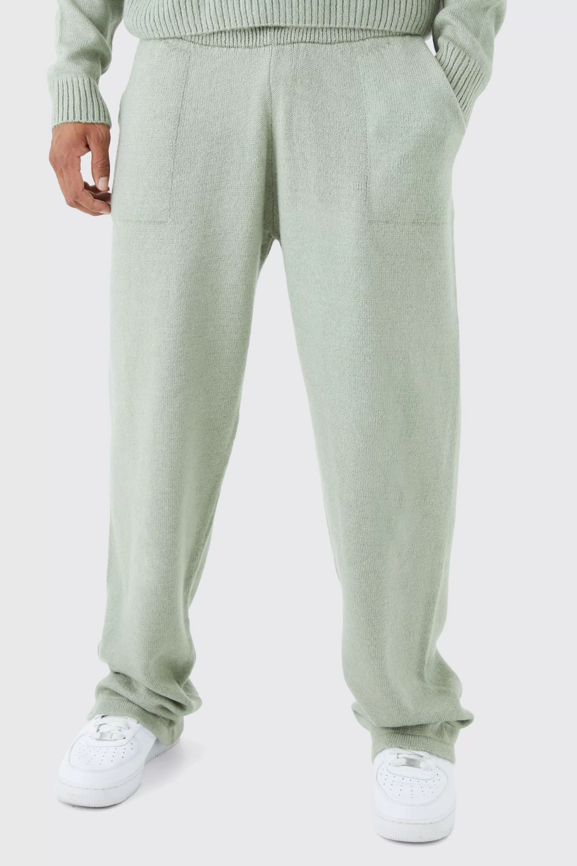 boohooMAN Relaxed Fit Wide Leg Knitted Joggers | UK