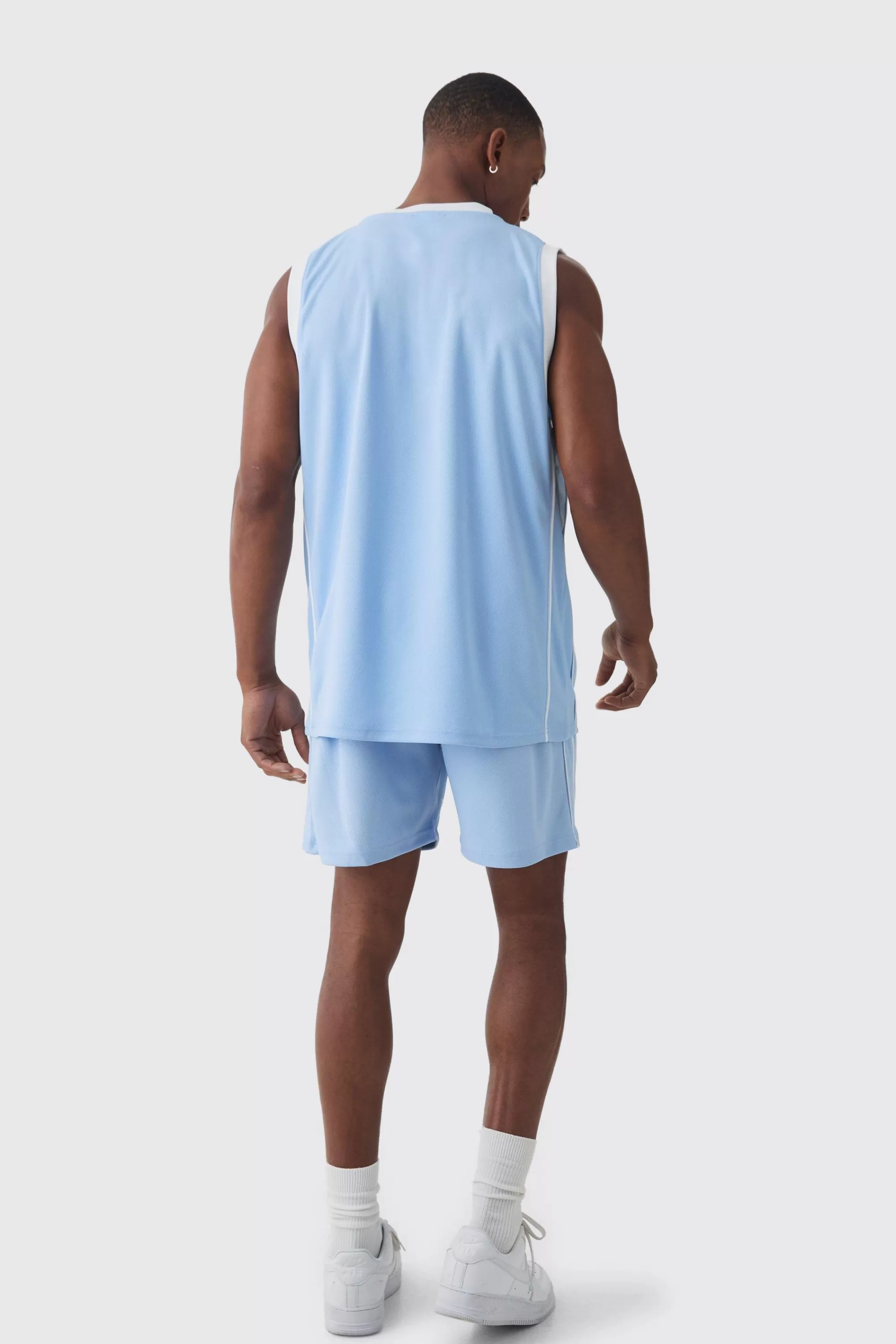 boohooMAN Relaxed Fit Worldwide Print Mesh Short | UK
