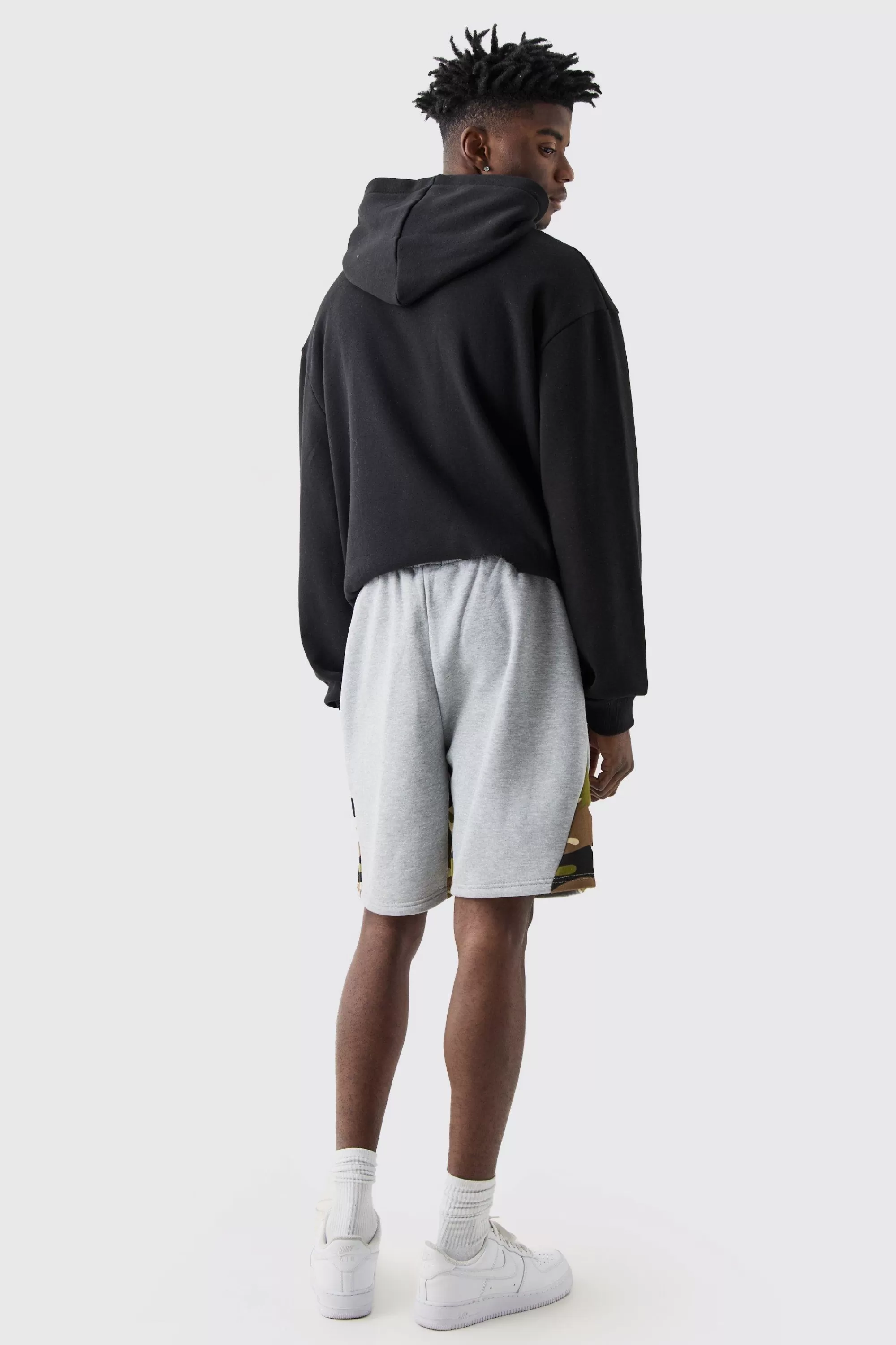 boohooMAN Relaxed Man Camo Gusset Shorts | UK