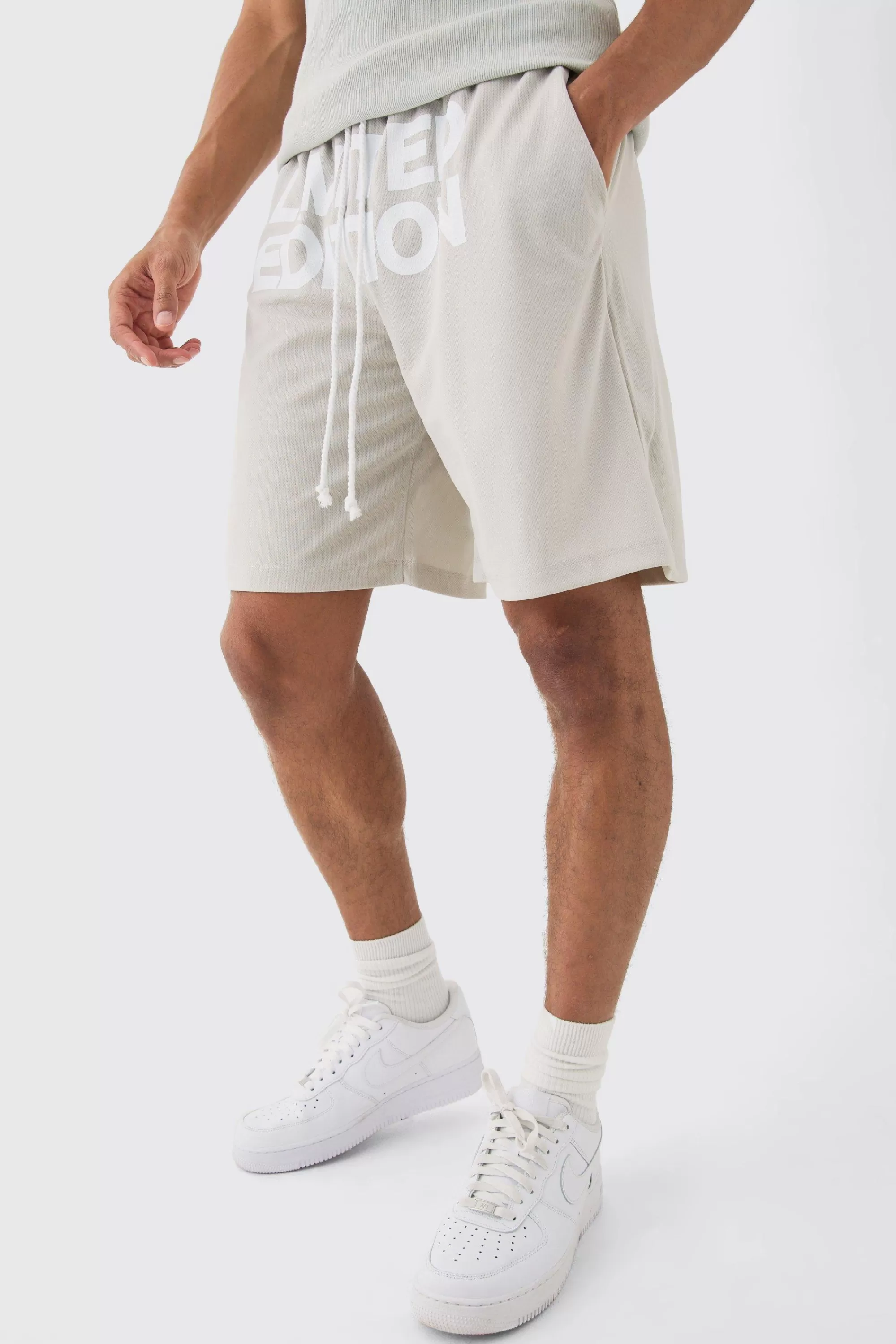boohooMAN Relaxed Mid Length Limited Edition Mesh Shorts | UK