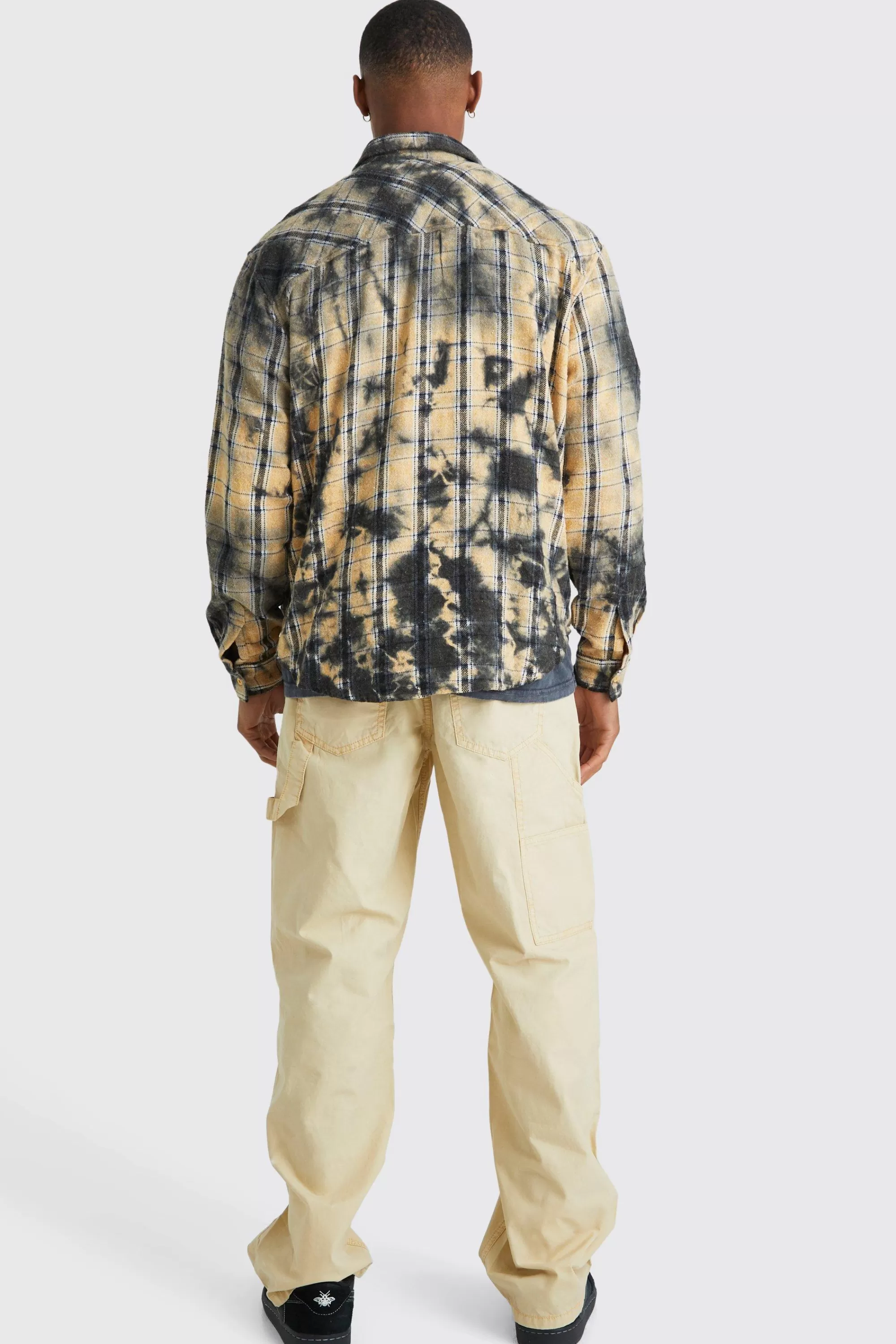 boohooMAN Relaxed Overdye Acid Wash Carpenter Trouser | UK