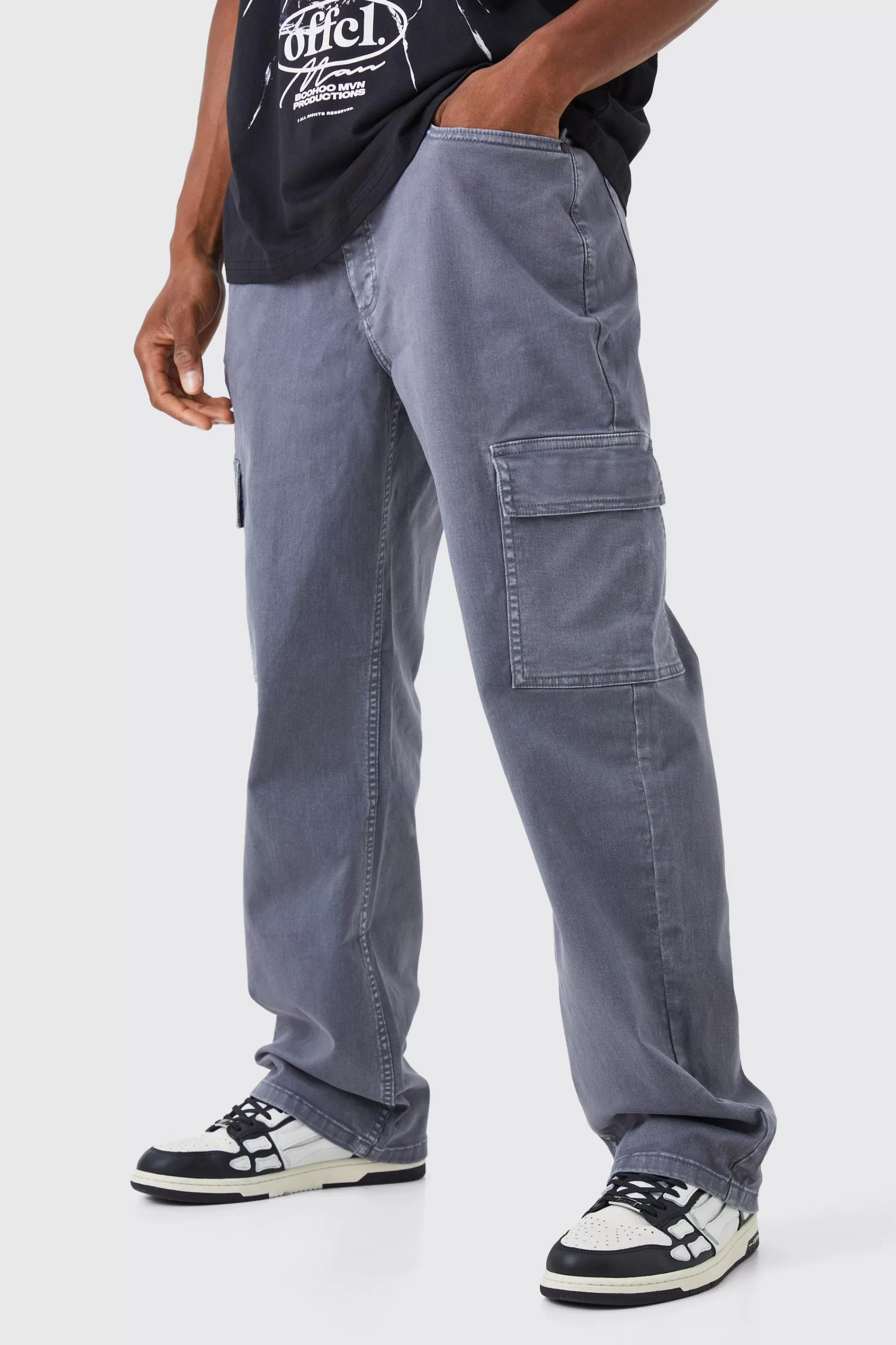 boohooMAN Relaxed Overdye Cargo Trouser | UK