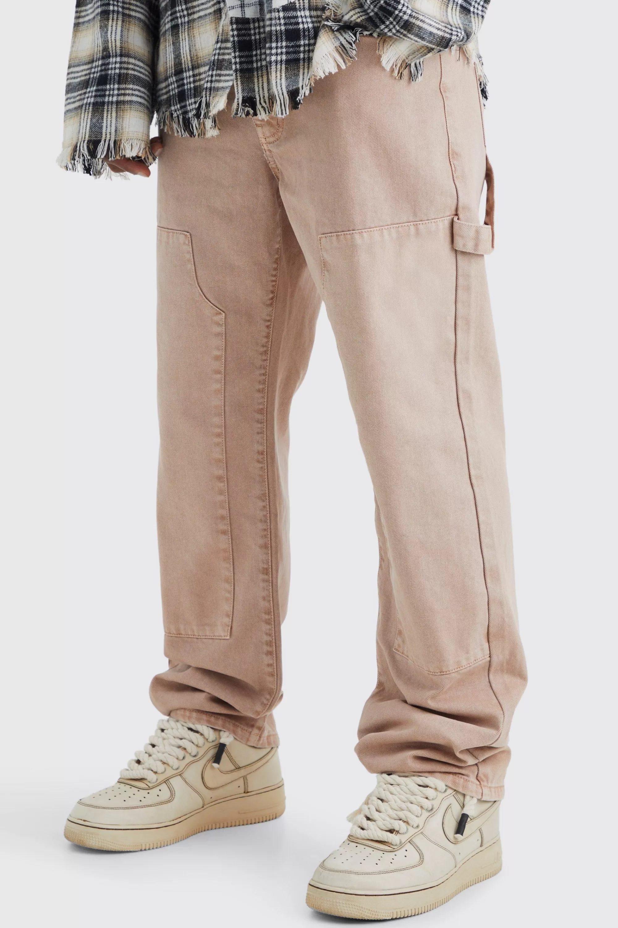 boohooMAN Relaxed Overdye Carpenter Trouser | UK