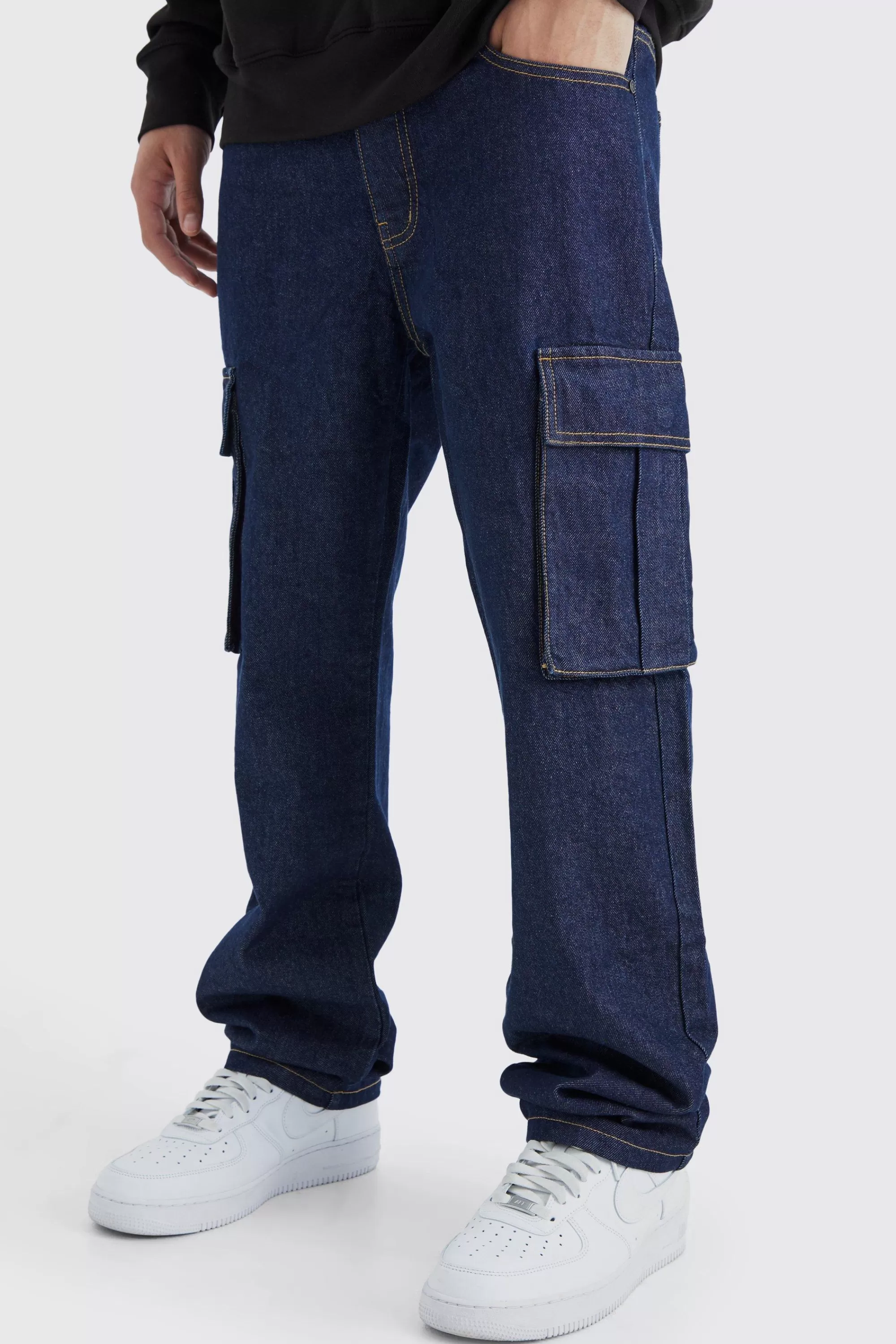 boohooMAN Relaxed Rigid Cargo Jeans | UK