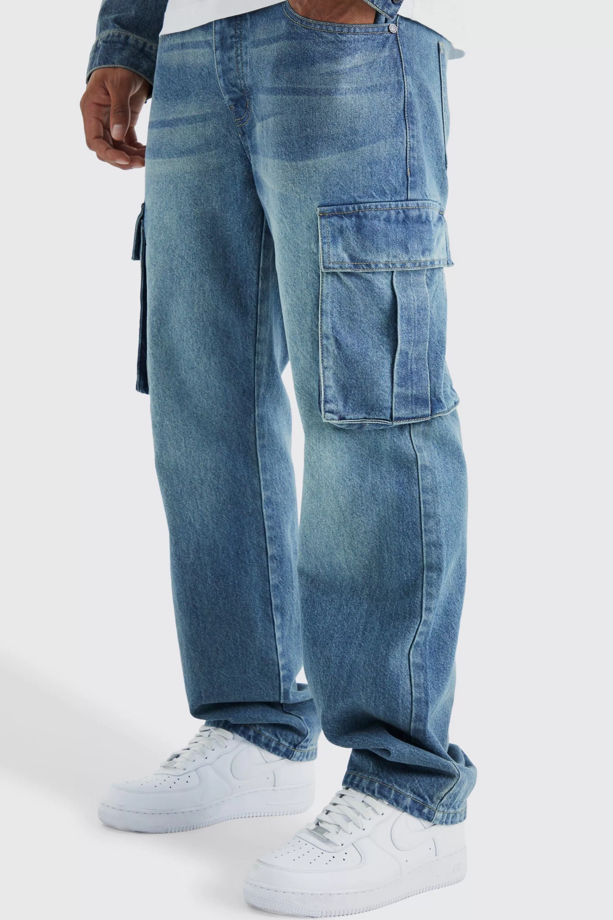 boohooMAN Relaxed Rigid Cargo Jeans | UK