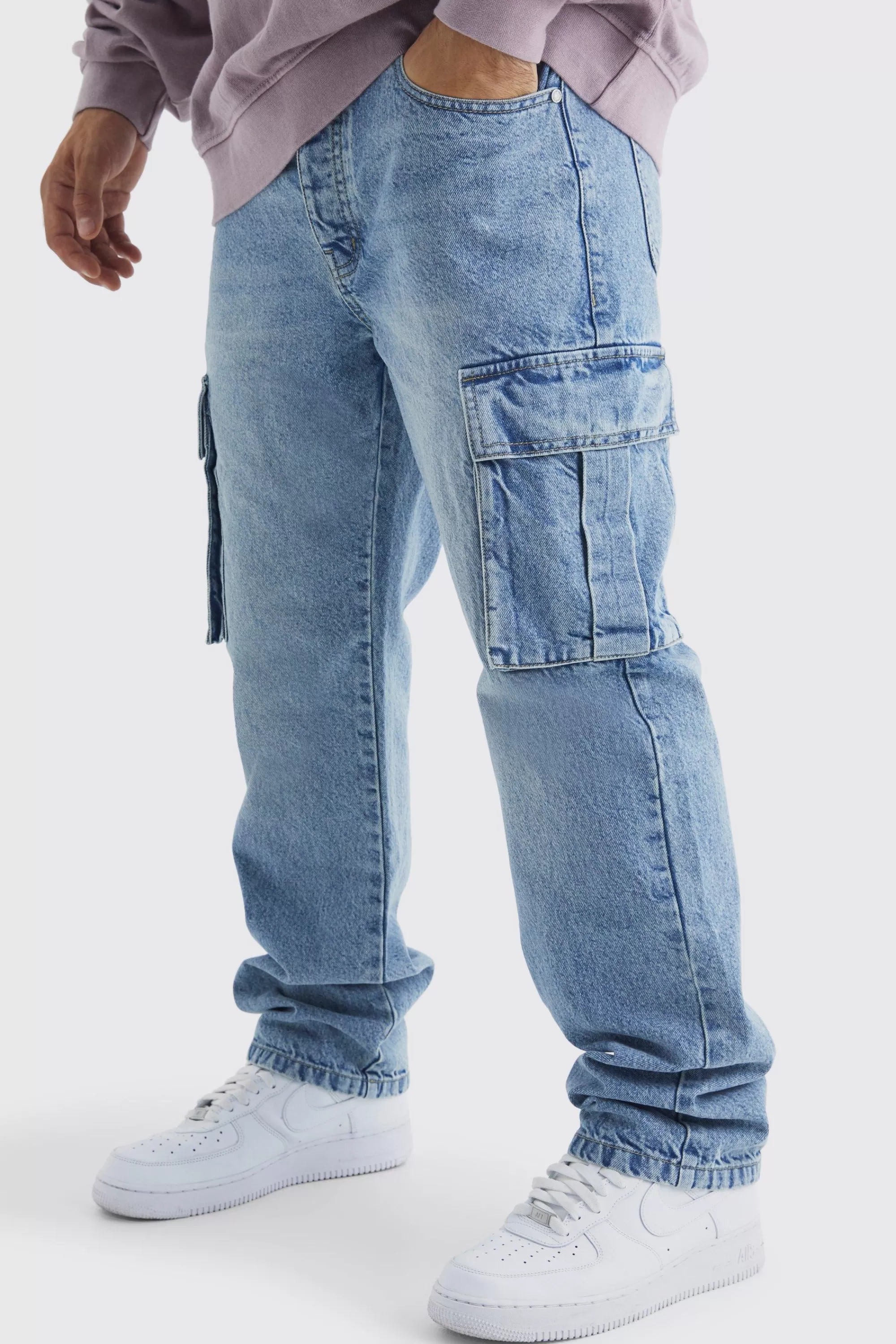 boohooMAN Relaxed Rigid Cargo Jeans | UK