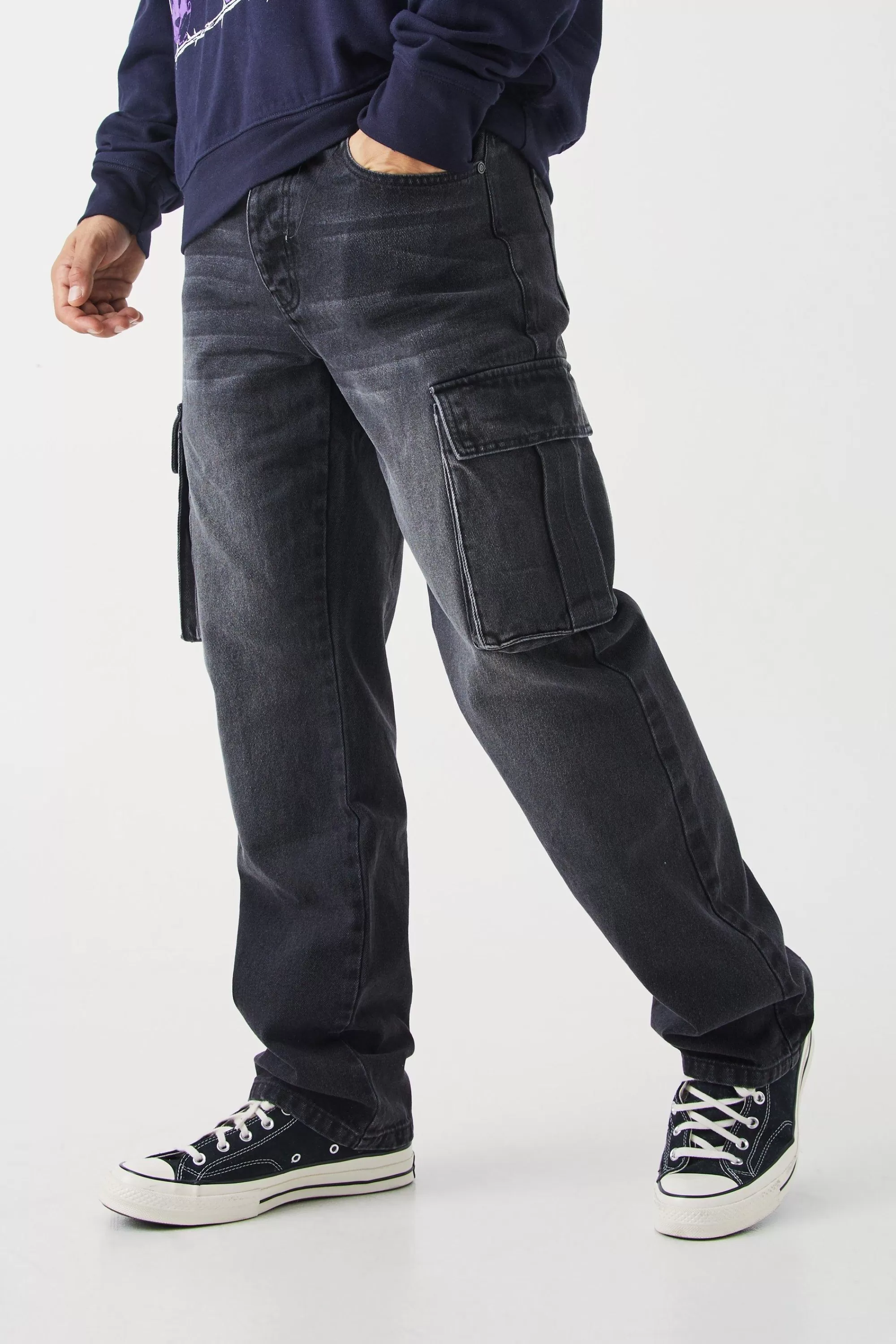 boohooMAN Relaxed Rigid Cargo Jeans | UK