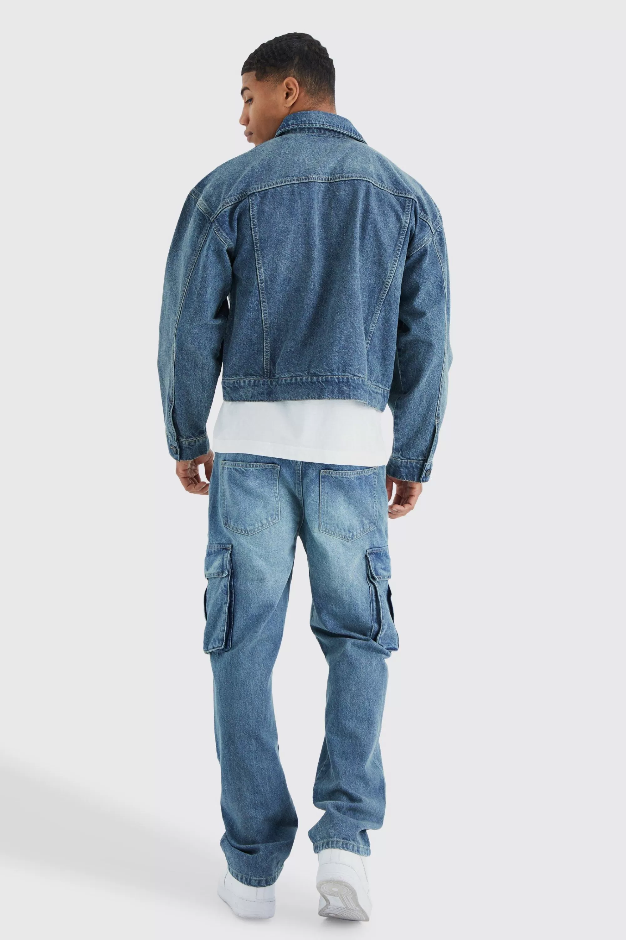 boohooMAN Relaxed Rigid Cargo Jeans | UK