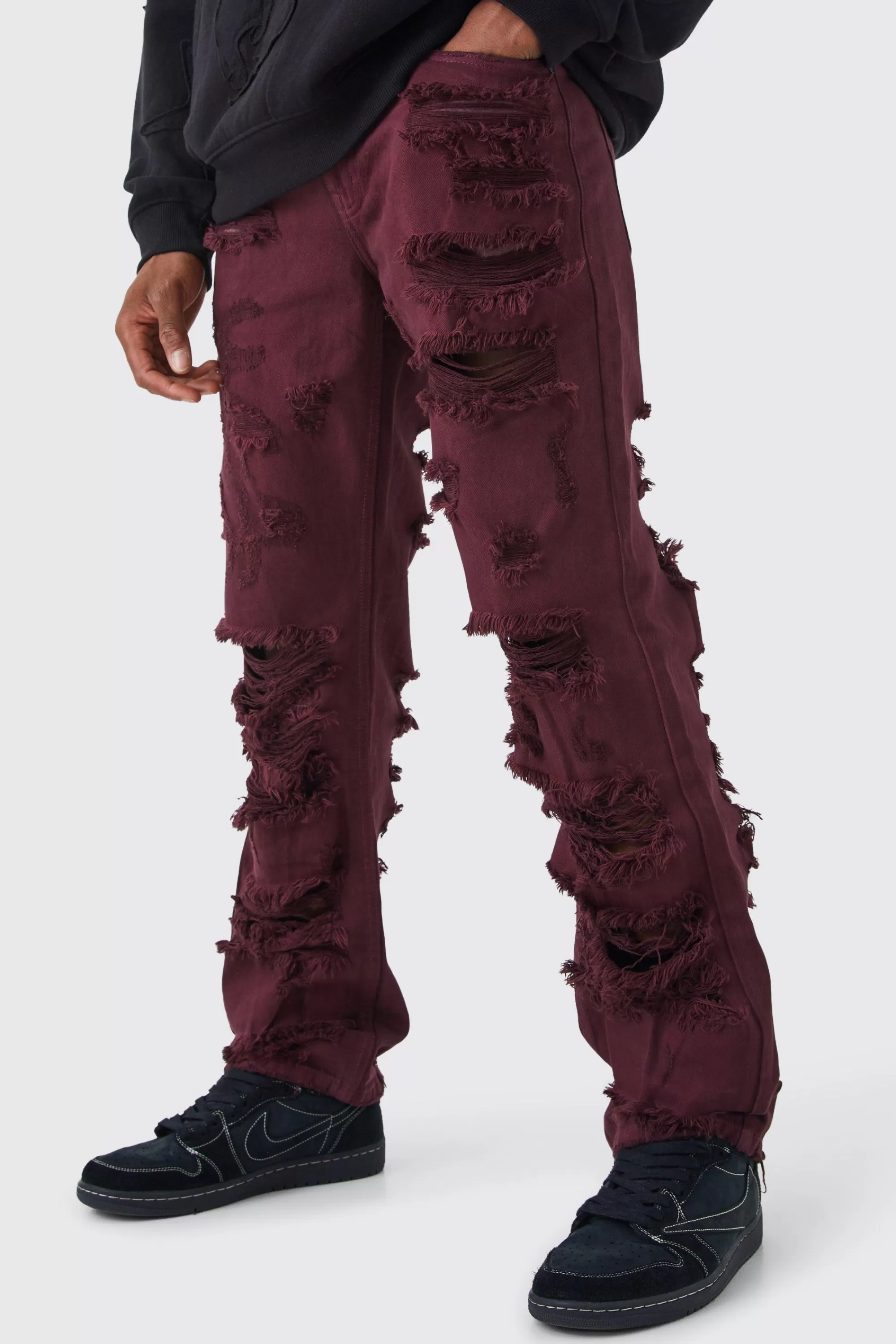 boohooMAN Relaxed Rigid Extreme Ripped Jean | UK